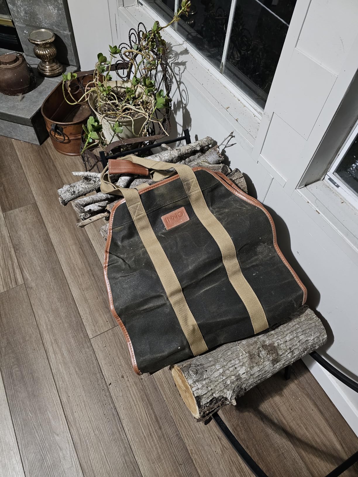 INNO STAGE Canvas Wood Carriers Log Tote Bag, 40
