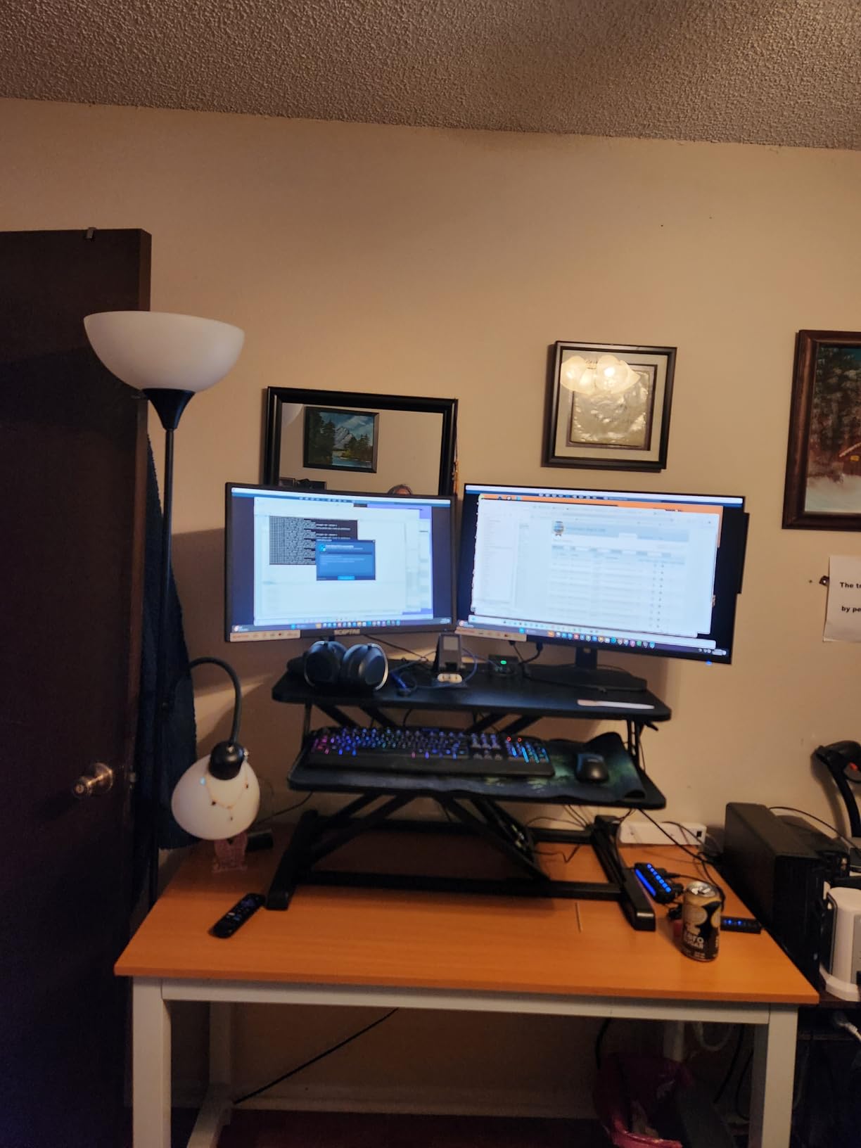 TechOrbits Standing Desk Converter - 32-inch Height Adjustable, MDF Wood, Sit Riser - Black, 32