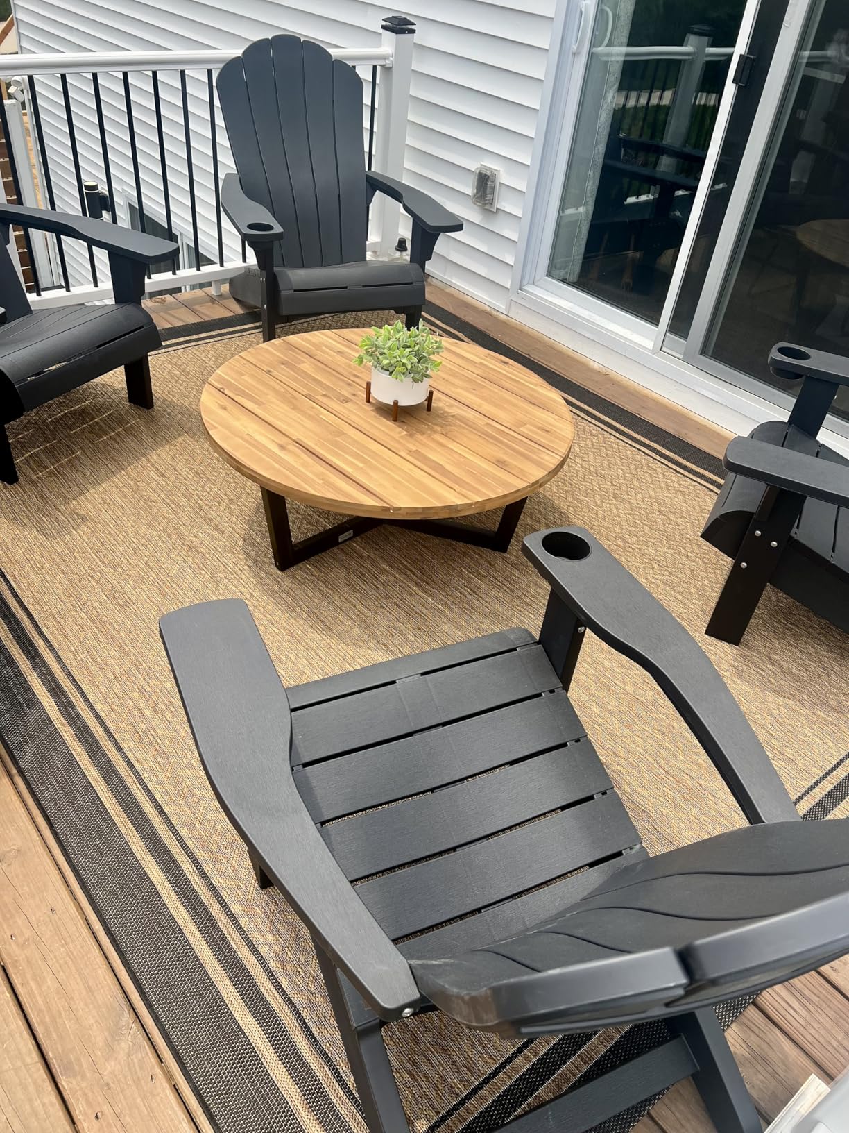 Gertmenian Indoor Outdoor Classic Flatweave Area Rug, Stain & UV Resistant Carpet, Deck, Patio, Poolside & Mudroom, 8x10 Ft Large, Border, Black Tan customer photo 1