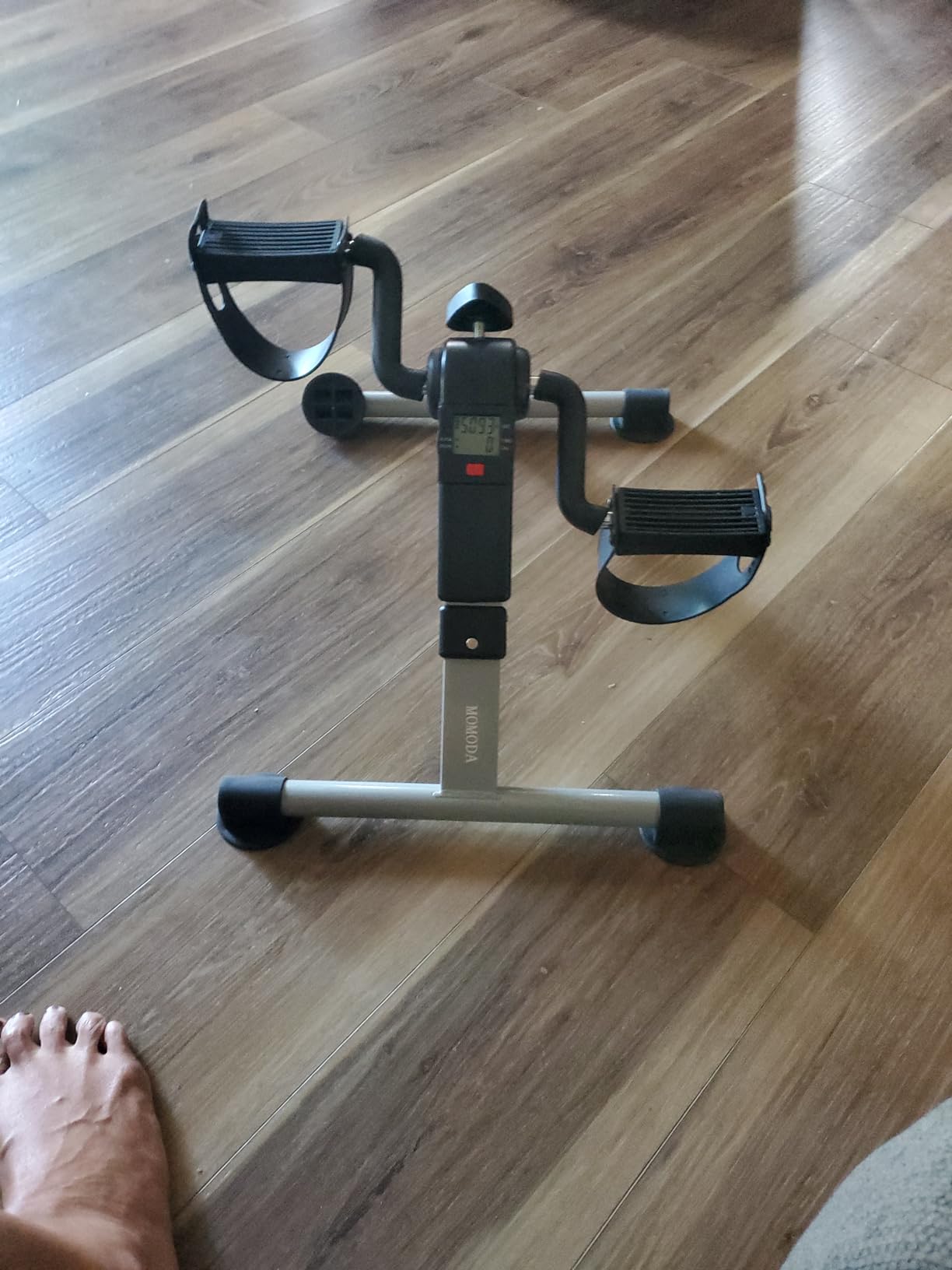 Pedal Exerciser Desk Exercise Bike Leg and Arm Exercise Bike with LCD Monitor Foldable and Portable (Black/Grey) customer photo 1