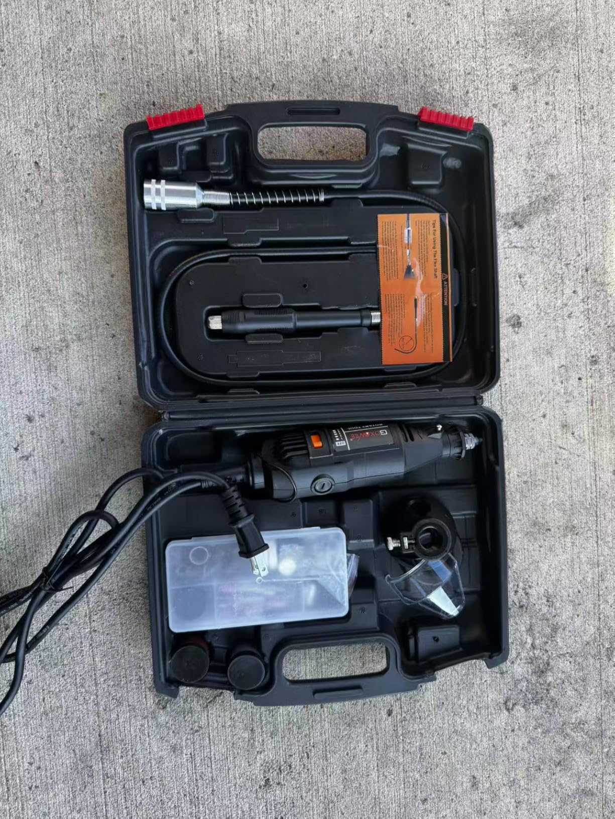 GOXAWEE Mini Power Rotary Tool Kit with Flex Shaft & Keyless Chuck -140Pcs customer photo 2