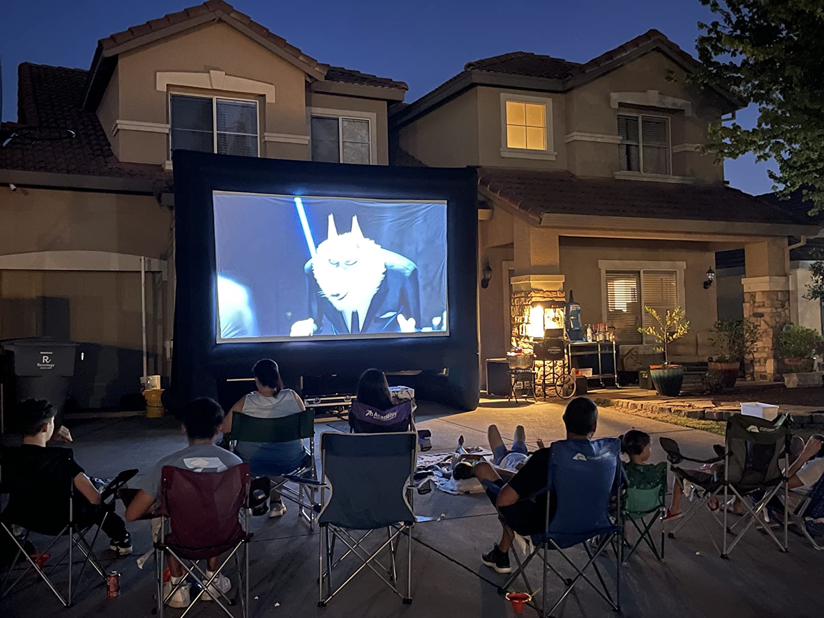 GYUEM 18 feet Inflatable Outdoor Projector Movie Screen - Package with Rope, Blower, Tent Stakes - Portable, Great for Outdoor and Indoor Party Watch Movies customer photo 2