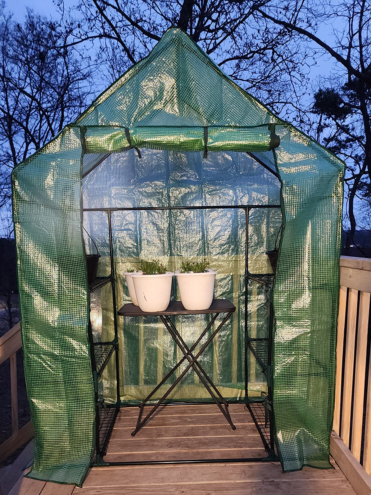 Nova Microdermabrasion Walk-in Greenhouse for Outdoors, 57 x 57 x 77 inch, Portable PE Cover Greenhouse with Anchors and Ropes Indoor Outdoor-3 Tier 8 Wired Shelves Plant Gardening Hot House customer photo 1