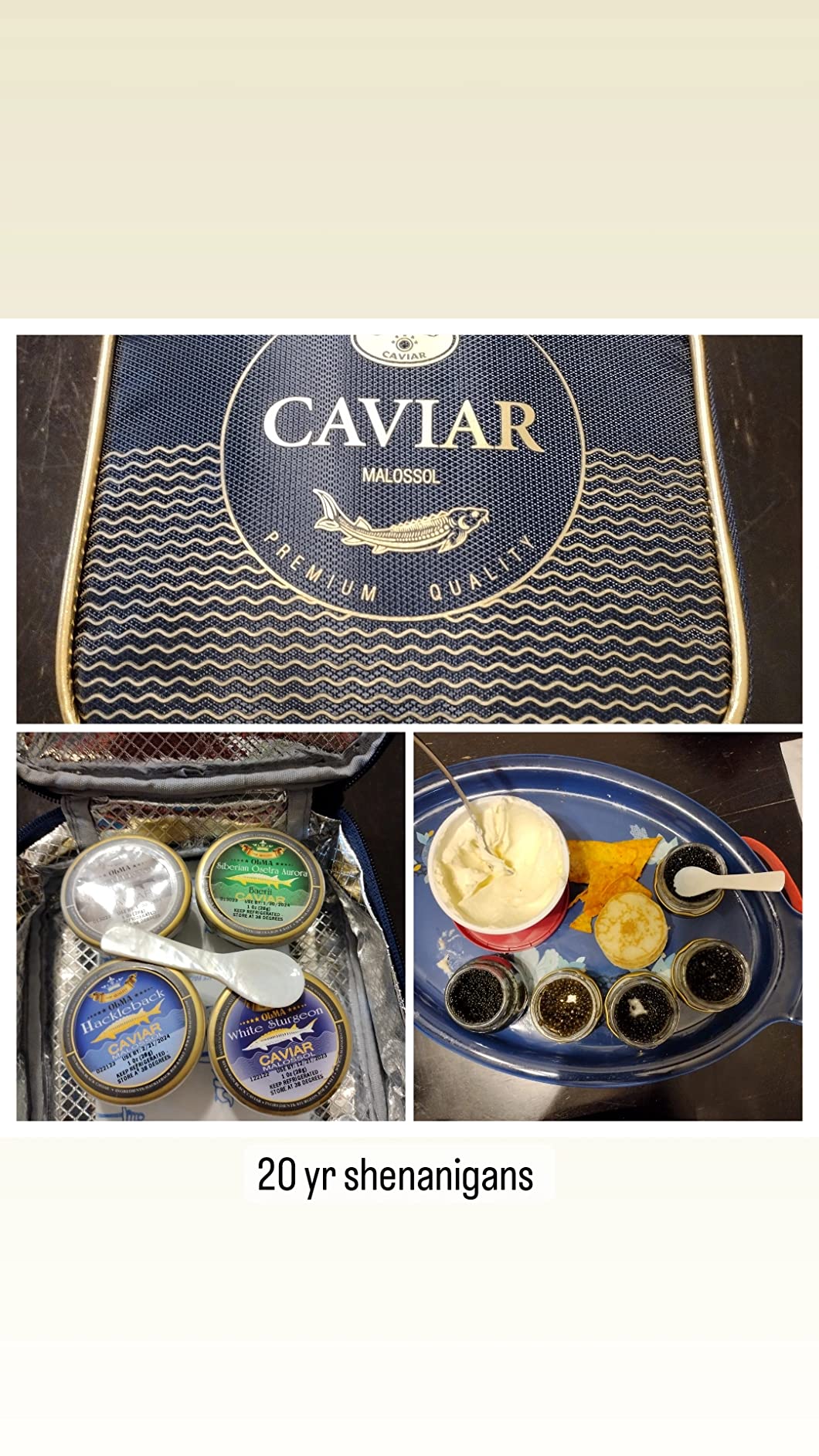 OLMA Noble Caviar Gift Set - 2 oz (56g) of Caviar, Includes Kaluga Royal, Siberian Osetra Aurora, Hackleback, Paddlefish, Serving Spoon & Blinis - Superior Grade Fresh Roe Fish Eggs customer photo 1