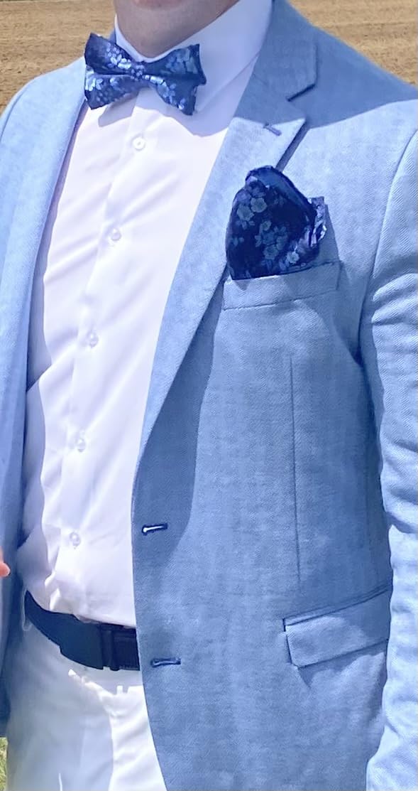 HISDERN Bow Ties for Men Paisley Floral Pre-tied Bowtie Pocket Square Set Men's Formal Bow Ties Wedding Party customer photo 1