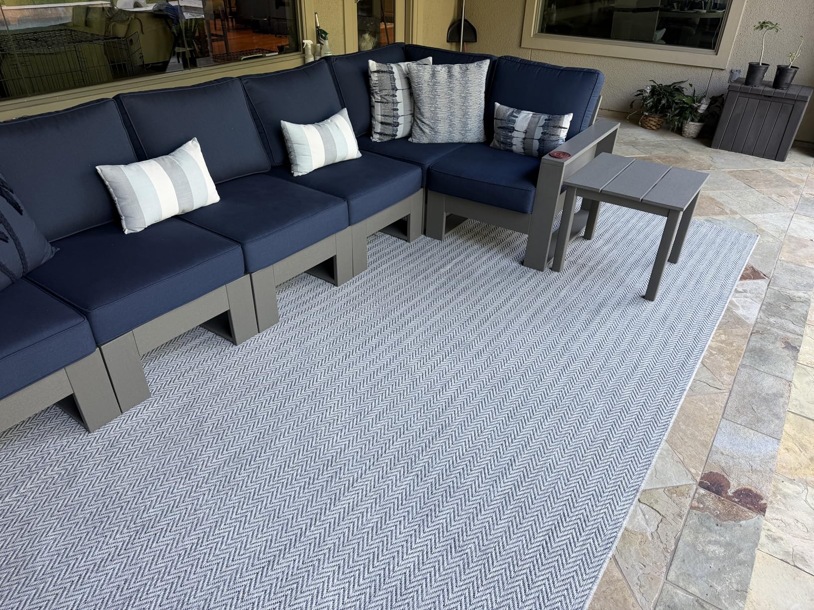 SAFAVIEH Washable Rug Outdoor Courtyard Collection - 8' x 10', Natural & Cream, Non-Shedding & Easy Cleaning, Ideal for Patio, Backyard, Mudroom, Dining Space customer photo 1