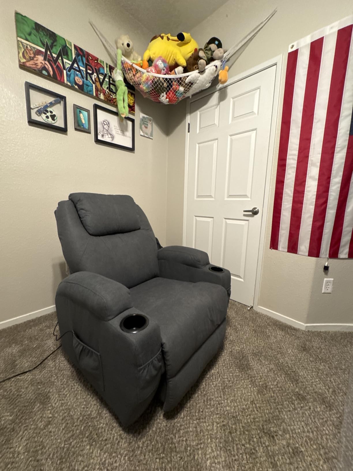 Flamaker Rocking Chair Recliner Chair with Massage Swivel Ergonomic Lounge Chair Classic Single Sofa with 2 Cup Holders Side Pockets Living Room Chair Home Theater Seat (Gray) customer photo 2