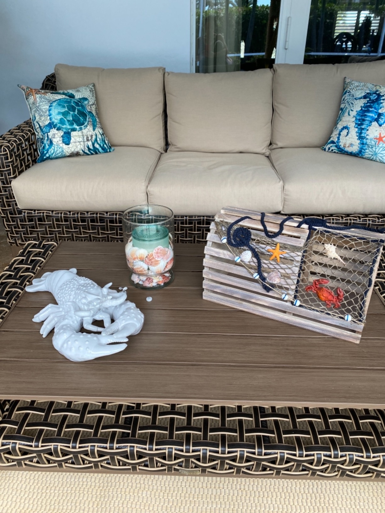 Decorative Lobster Trap Decor - Well Crafted Distressed Wood - Features Fishnet, Seashells Crab Starfish - Nautical Decorations for Home, Boats and Beach House - Decorative Crab Trap Gift Box customer photo 1
