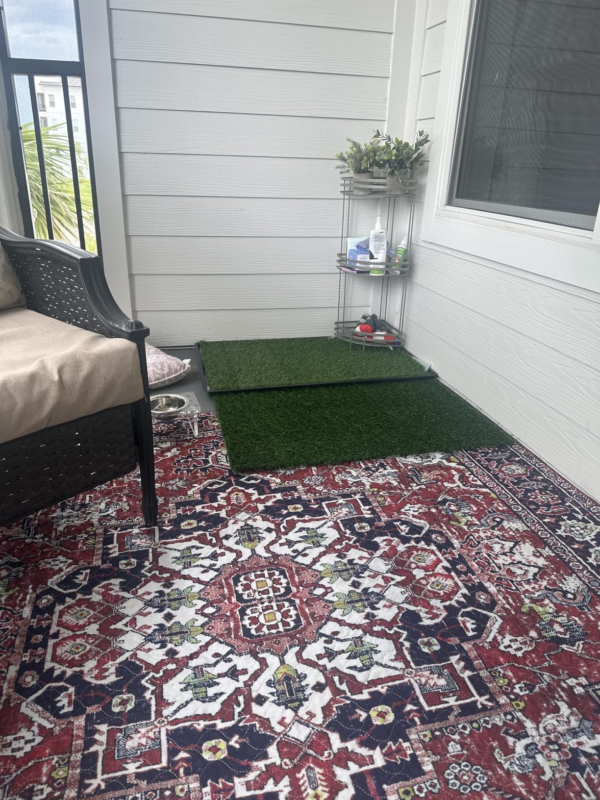 LOOBANI Dog Grass Pad with Tray - Dog Litter Box - Indoor Potty for Apartment and Patio Training - with 2 Packs Grass Pee Pads for Replacement, 16x20 Inch customer photo 2