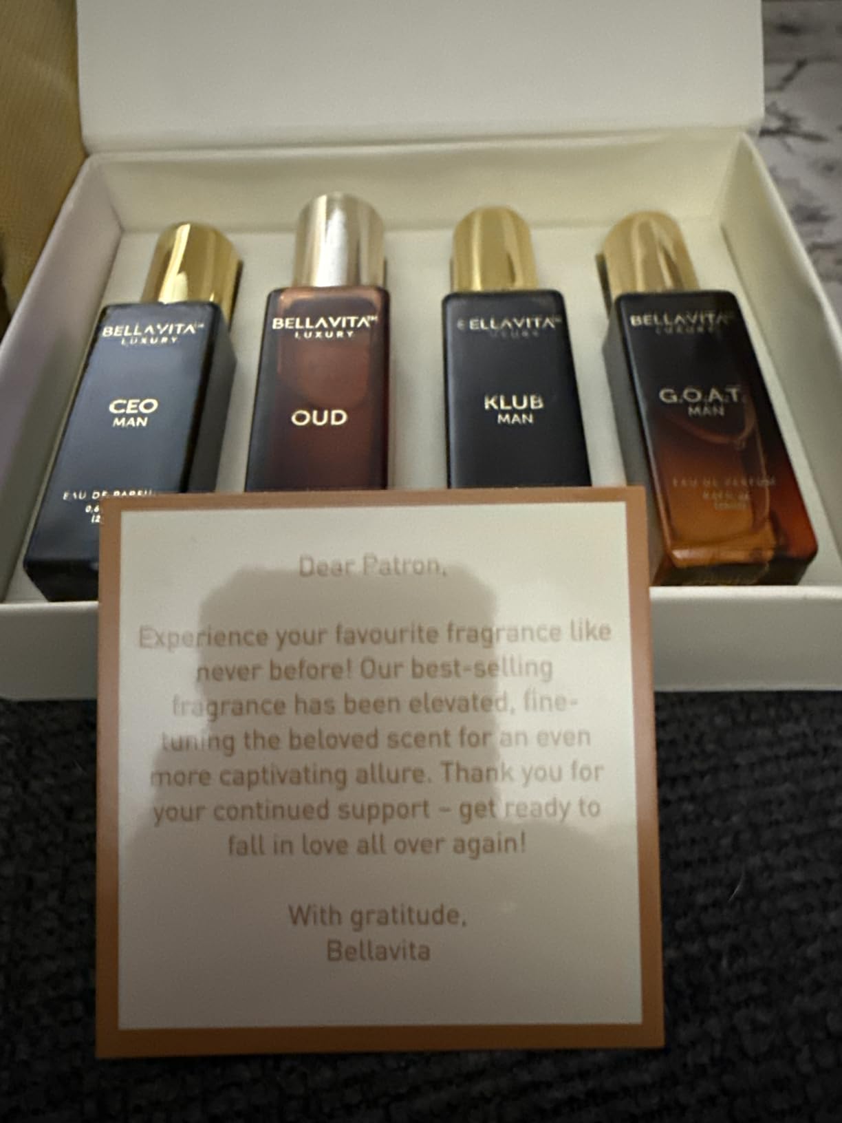 Bellavita Luxury Men's Perfume Gift Set with CEO Man, G.O.A.T., Klub, and Oud | 80ml | Perfume for Men | Lavender, Patchouli, Lemon, and Caramel Notes | Long Lasting Men's Fragrance customer photo 1