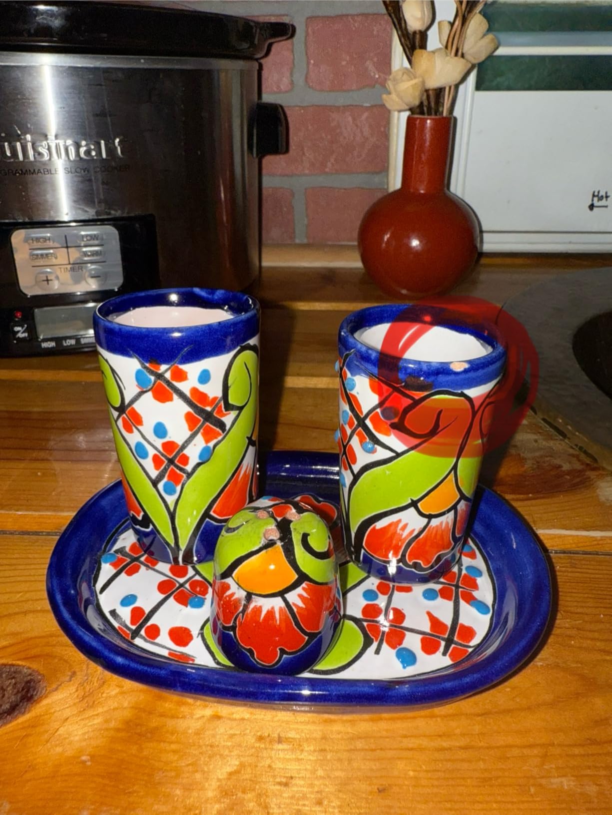 Talavera Cactus Tequila Serving Set | 4-Piece Gift Set with 2 Shot Glasses (Caballitos), Salt Shaker & Lime Tray, Hand-Painted Southwestern Ceramic Pottery, Authentic Hecho en México Barware customer photo 1