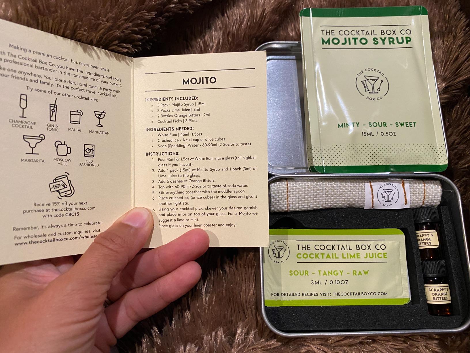The Cocktail Box Co. - Mojito Cocktail Kit, Portable Handcrafted Travel Mixer Set, TSA-Friendly Airplane Drink Kit with Stainless Steel Tools, Craft Mixology Gift Set, Pack of 1 customer photo 1