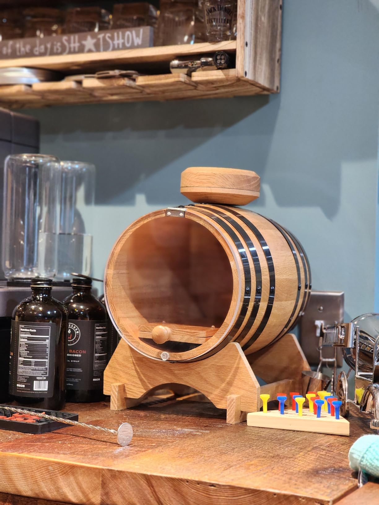 Old Fashioned Cocktail Kit for Whiskey, Bourbon & More - Premium Barrel Set, USA Oak - Cocktail Smoker Kit with Torch - Bourbon Gifts for Men - (with Butane) customer photo 1