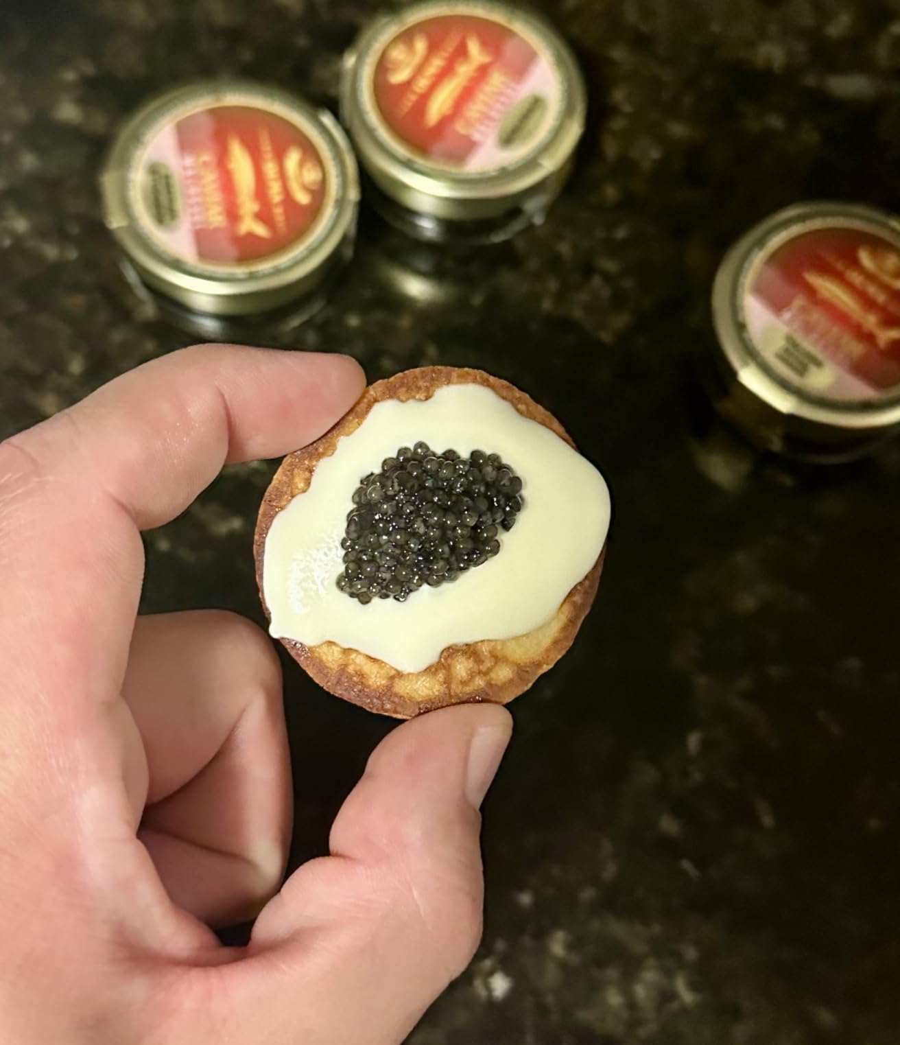 OLMA Caviar Taster Gift Set - 4 oz (112g) of Caviar, Includes 8 Varieties of Caviar Fish Roe (Beluga Hybrid, Osetra, Kaluga Royal, Hackleback, & more), Mini Blinis, Creme Fraiche & Serving Spoon customer photo 2