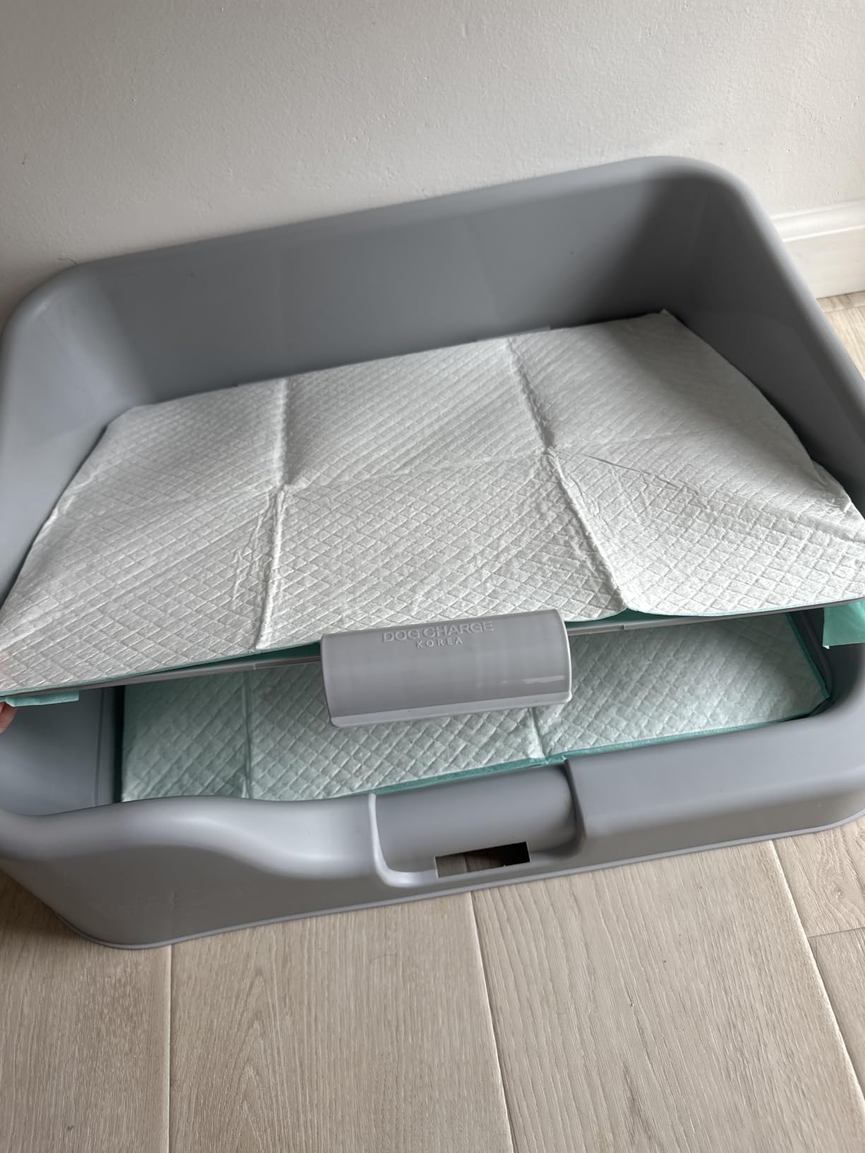 [DogCharge] Indoor Dog Potty Tray - with Protection Wall Every Side for No Leak, Spill, Accident - Keep Paws Dry and Floors Clean (Tray Only, Grey) customer photo 2