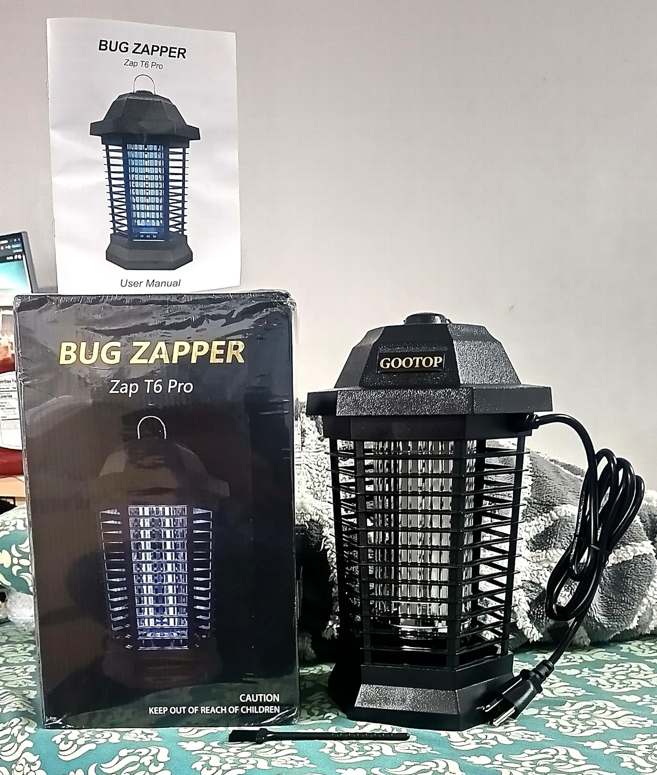 GOOTOP Bug Zapper Outdoor, Mosquito Zapper, 3 Prong Plug in Electric Fly Zapper, Mosquito Killer, Fly Traps, Flying Insects Zapper Indoor Outdoor, 4200V, ABS Plastic Outer (Black) customer photo 1