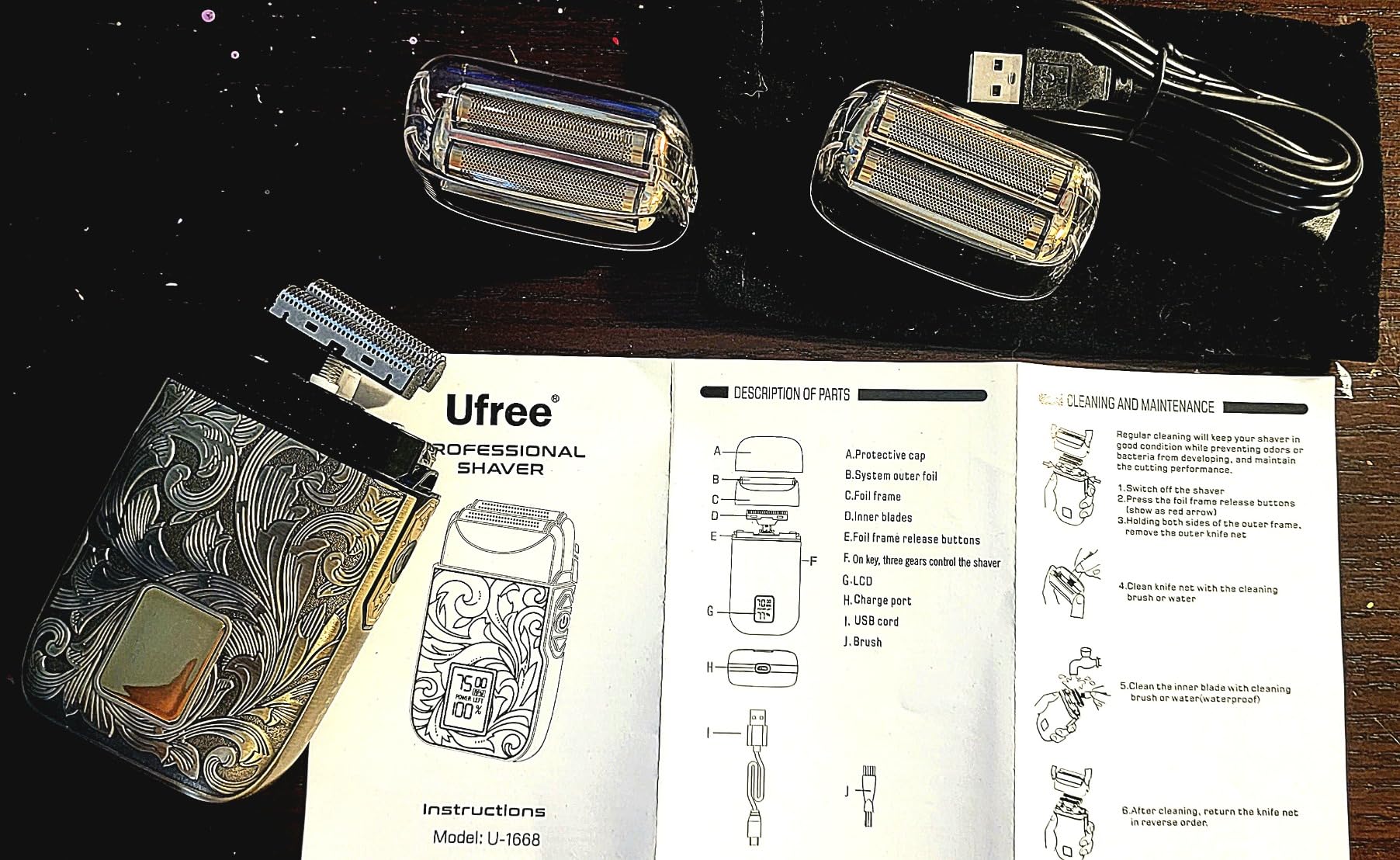 Ufree Close Shave Electric Foil Shavers for Men, 3-Speed Electric Razor, Bald Head Shavers, Face Shaving Beard Trimmer with LCD Display, Gifts for Men customer photo 2