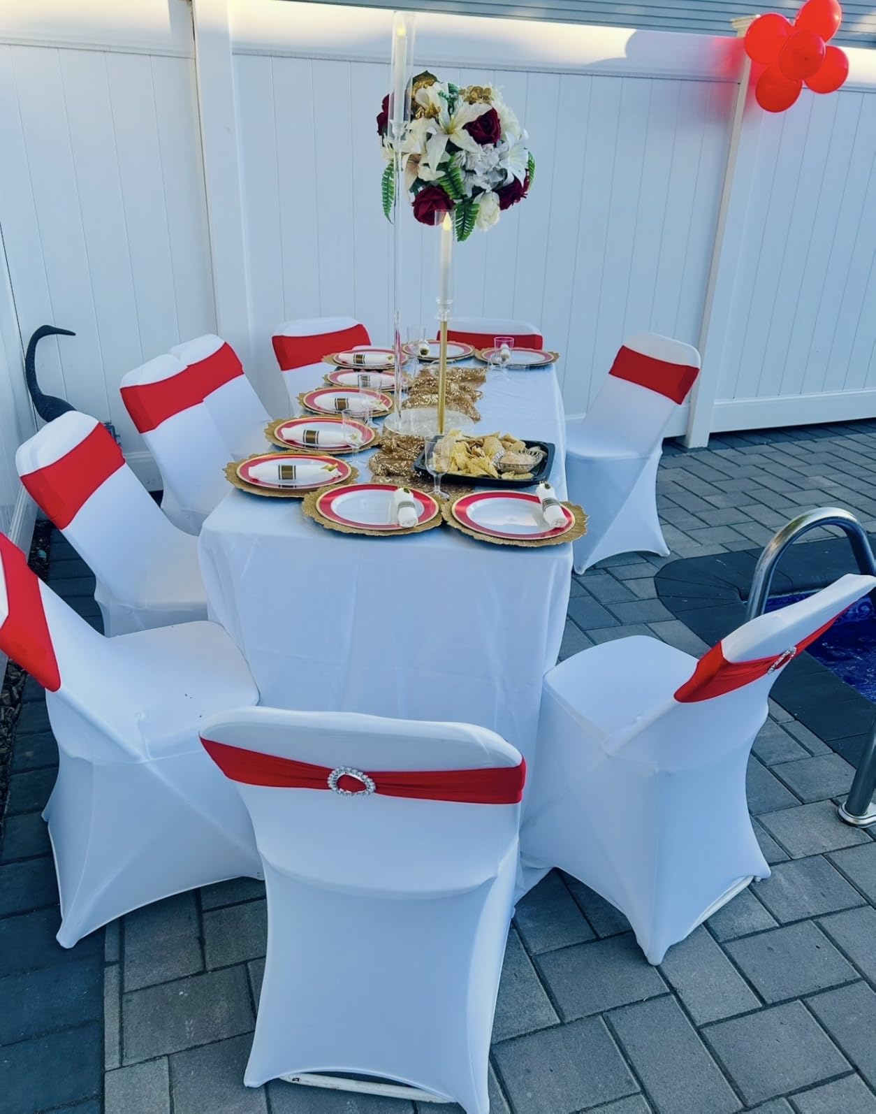HAINARverS Stretch Spandex Folding Chair Covers 30PCS Universal Fitted Chair Cover Protector for Wedding, Party, Banquet, Holidays, Celebration, Decoration (White, 30 PCS) customer photo 1