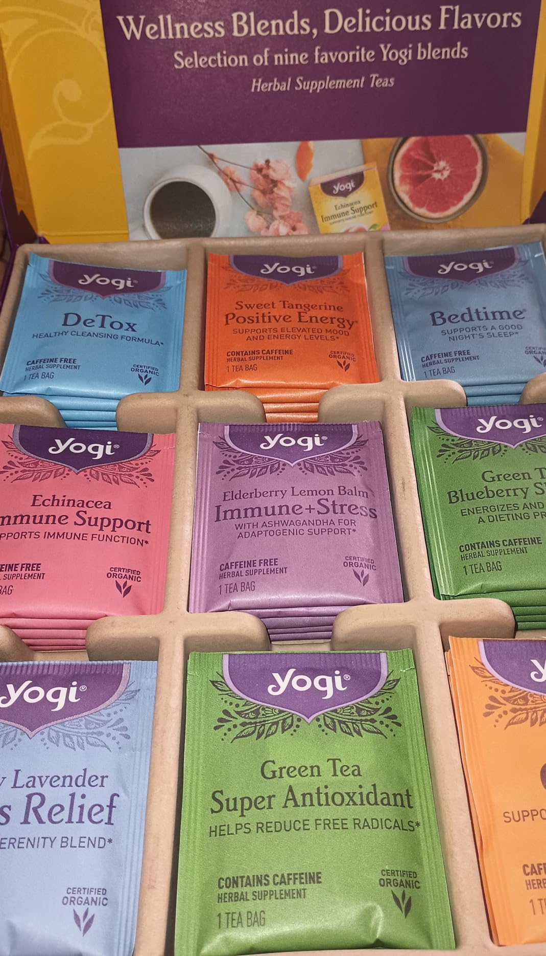 Yogi Organic Tea Sampler Gift Box (45 Tea Bags) Assorted Delicious Wellness Blends - 9 Favorite Herbal, Green & Black Varieties customer photo 2