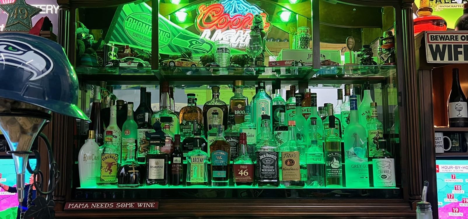 MESAlLUP 30 Inch 2 Tier Lighted Liquor Bottle Display Shelf, LED Bar Shelves with APP or Remote Control, Mulit Color Lighting for Home Mini Bars Decor, Restaurants & Party Use, Acrylic Stand customer photo 2