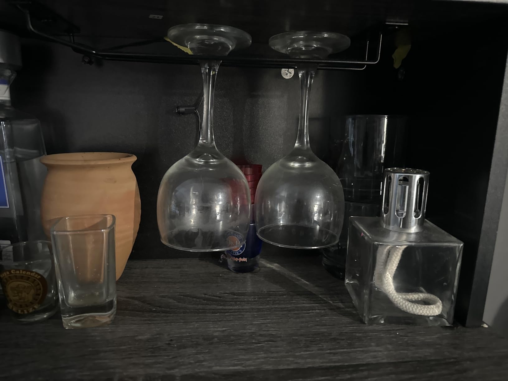 GDLF Home Bar Unit Mini Bar Liquor Cabinet with Storage and Footrest for Home Kitchen Pub (Grey) customer photo 2