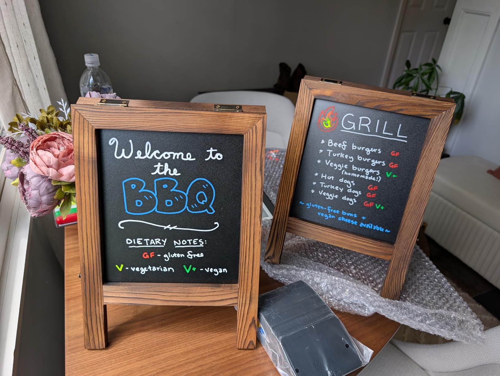 Rustic Whitewash Double Sided Chalkboard, 7.5