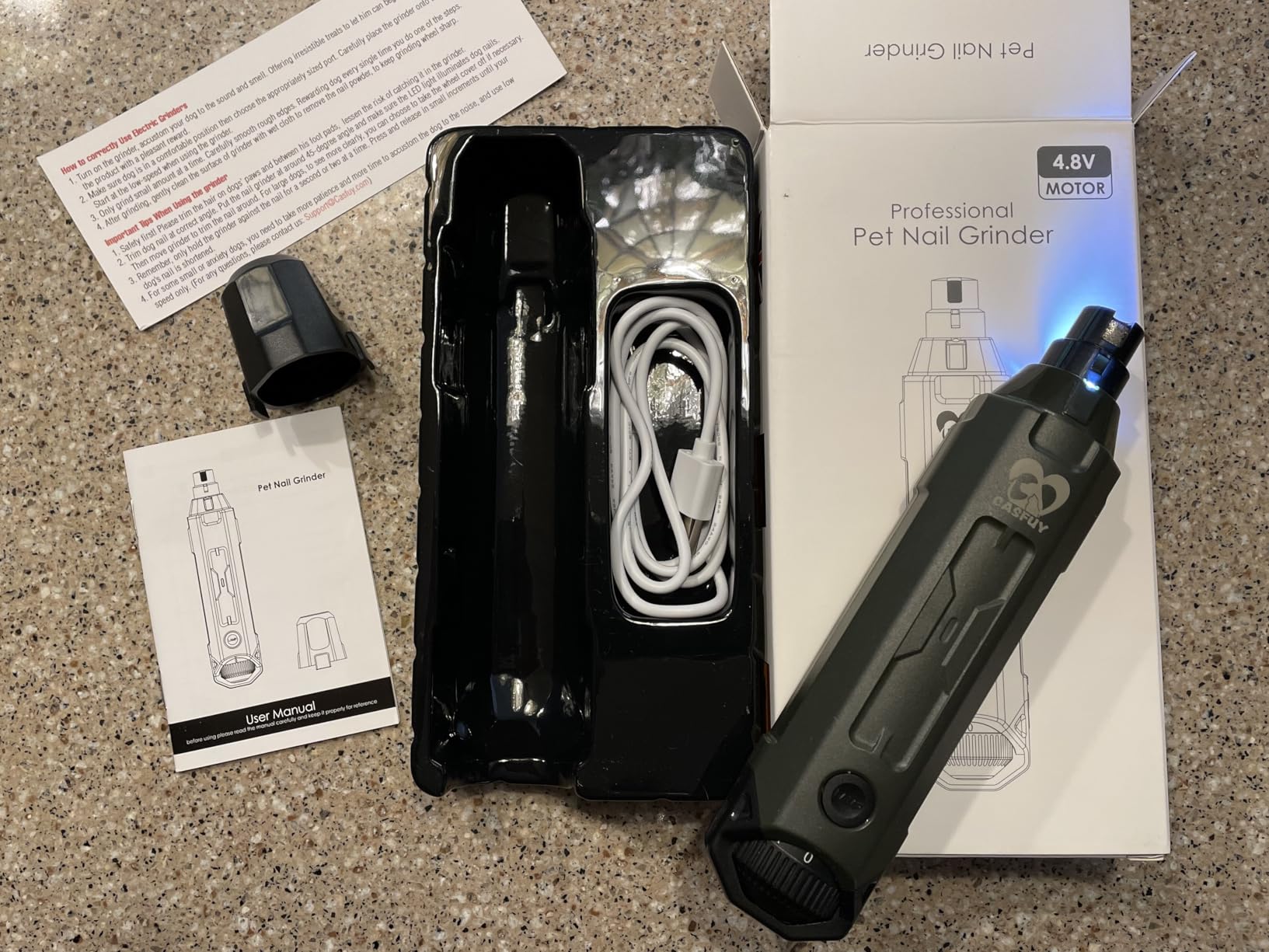 Casfuy 6-Speed Dog Nail Grinder - Newest Enhanced Pet Nail Grinder Super Quiet Rechargeable Electric Dog Nail Trimmer Painless Paws Grooming & Smoothing Tool for Large Medium Small Dogs (Blue) customer photo 1