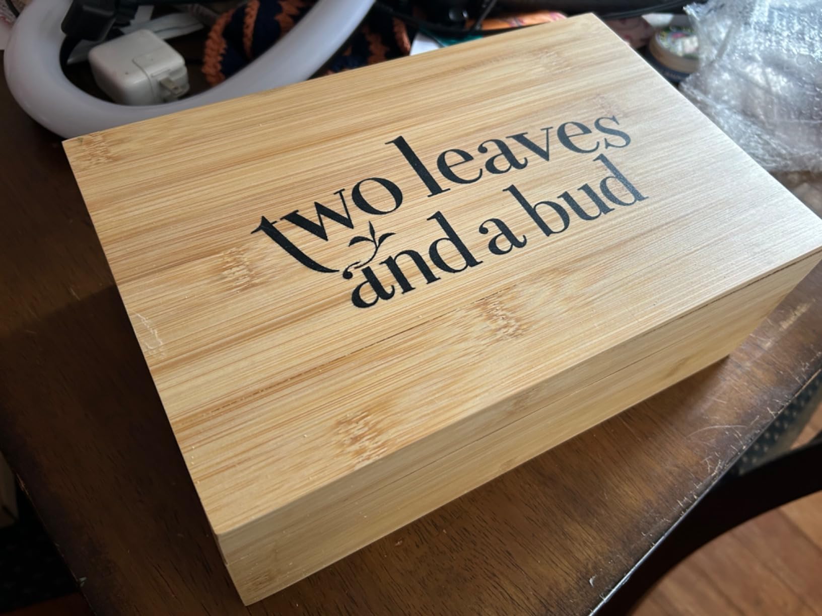 Two Leaves and a Bud Organic Tea Sampler in 6-Slot Bamboo Presentation Box - Filled Gift Box with Tea Assortment of Green, Black, and Herbal Teas customer photo 1