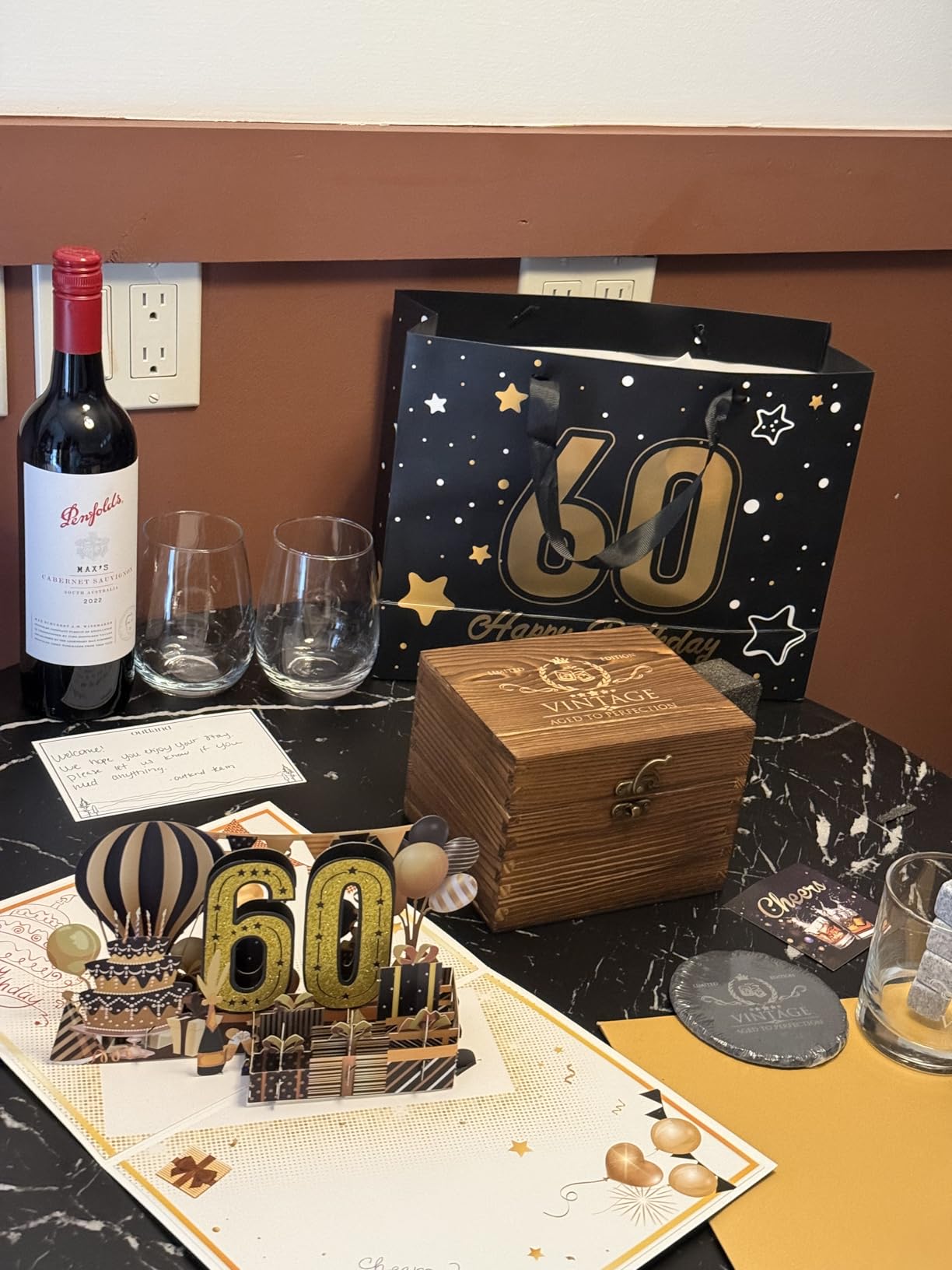 40th Birthday Gifts for Men Whiskey Glass Set - 40th Birthday Decorations, Party Supplies - 40 Year Anniversary, Bday Gifts Ideas for Him, Dad, Husband, Friends - Wood Box & Whiskey Stones & Coaster customer photo 1