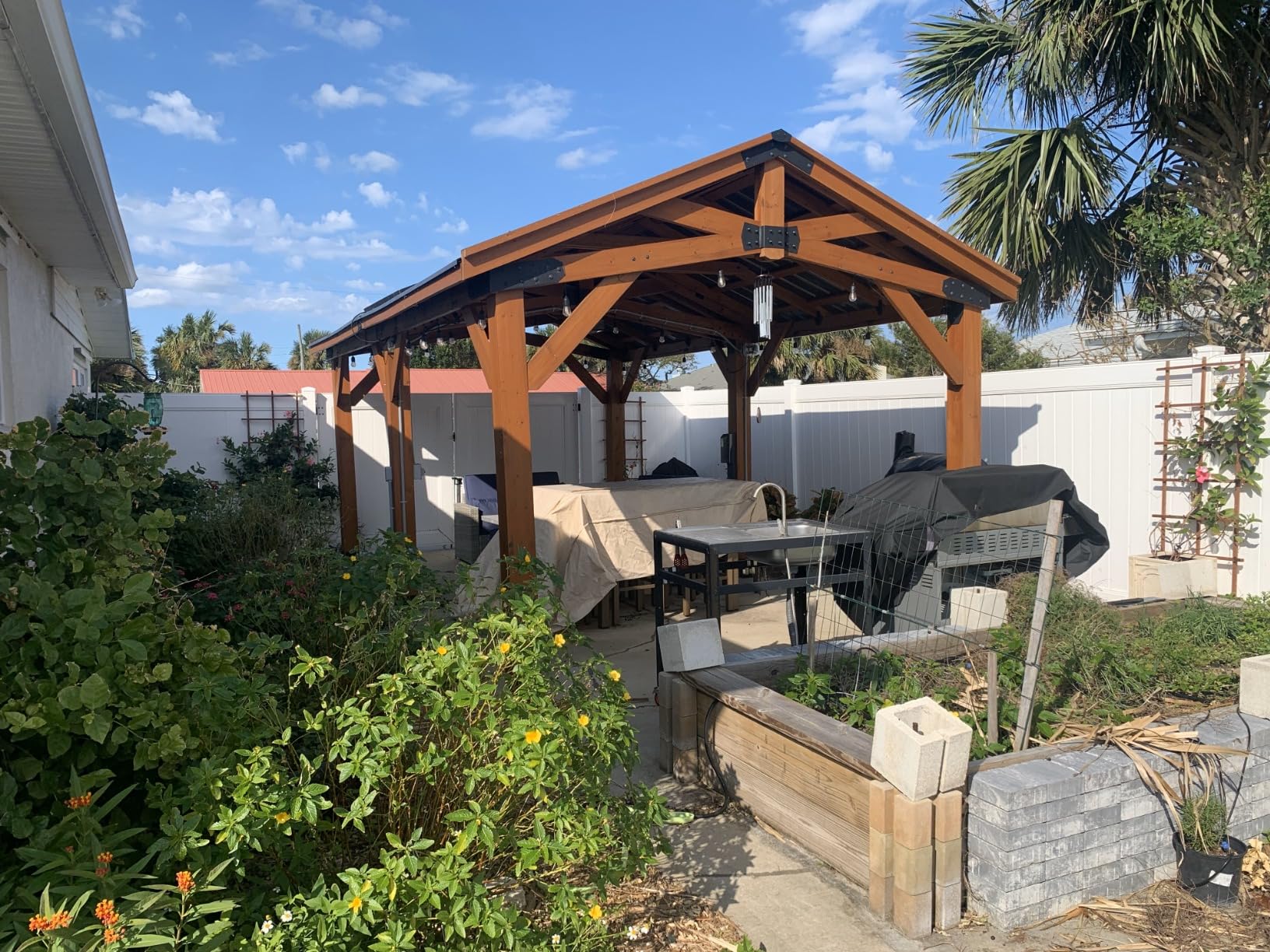 Backyard Discovery Norwood 12 ft. x 10 ft. Cedar Wood Gazebo Pavilion,Thermal Insulated Hard Top Steel Roof, Durable, Supports Snow Loads and Wind Speed, Rot Resistant, Backyard, Deck, Garden, Patio customer photo 1