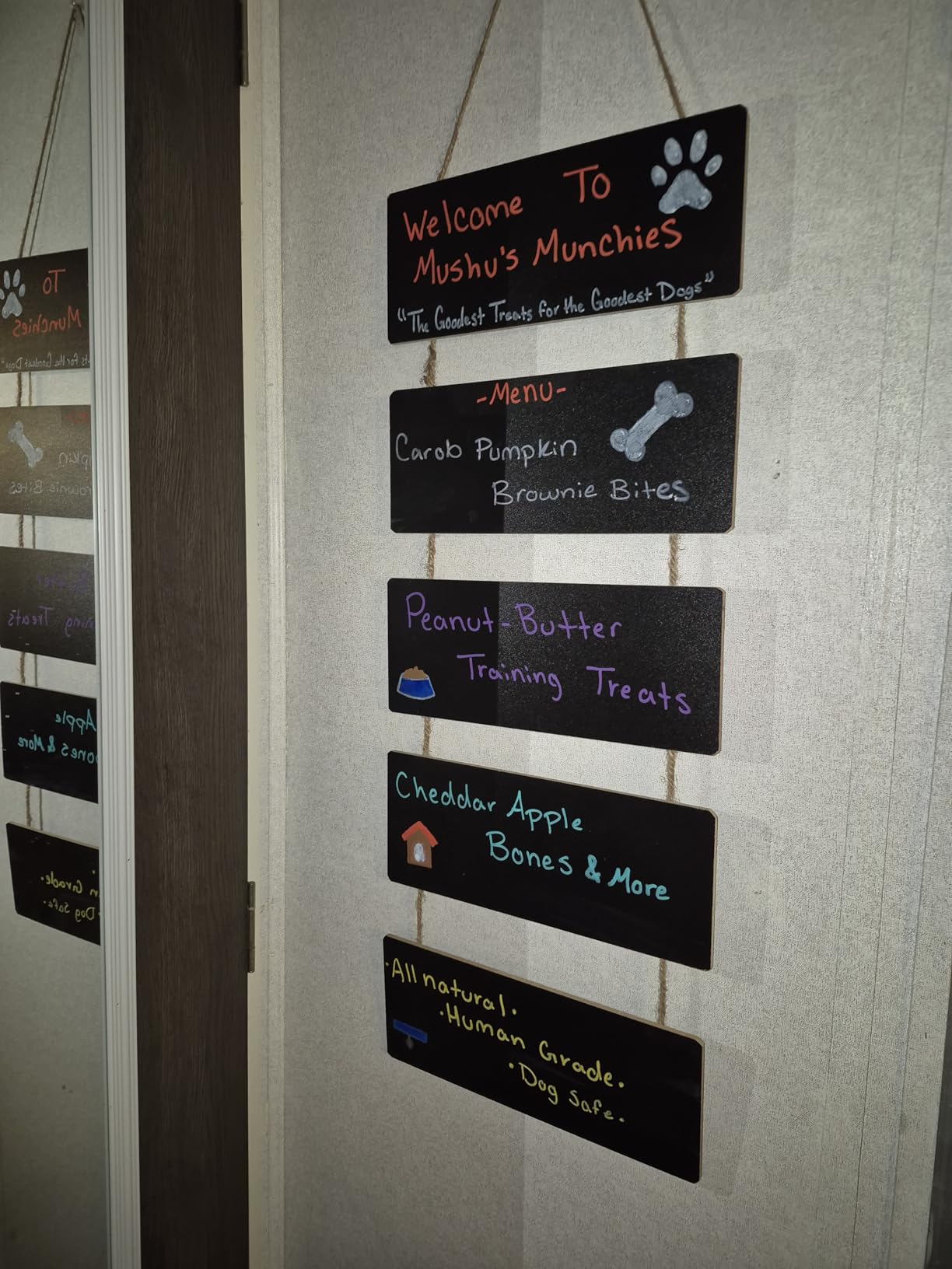 Double Sided Hanging Chalkboard Signs Wooden Erasable Message Board Rustic Chalkboard Hanging Signs Rectangle Message Memo Display with Rope for Wedding Bar Restaurant Kitchen Wall (1 Set) customer photo 1