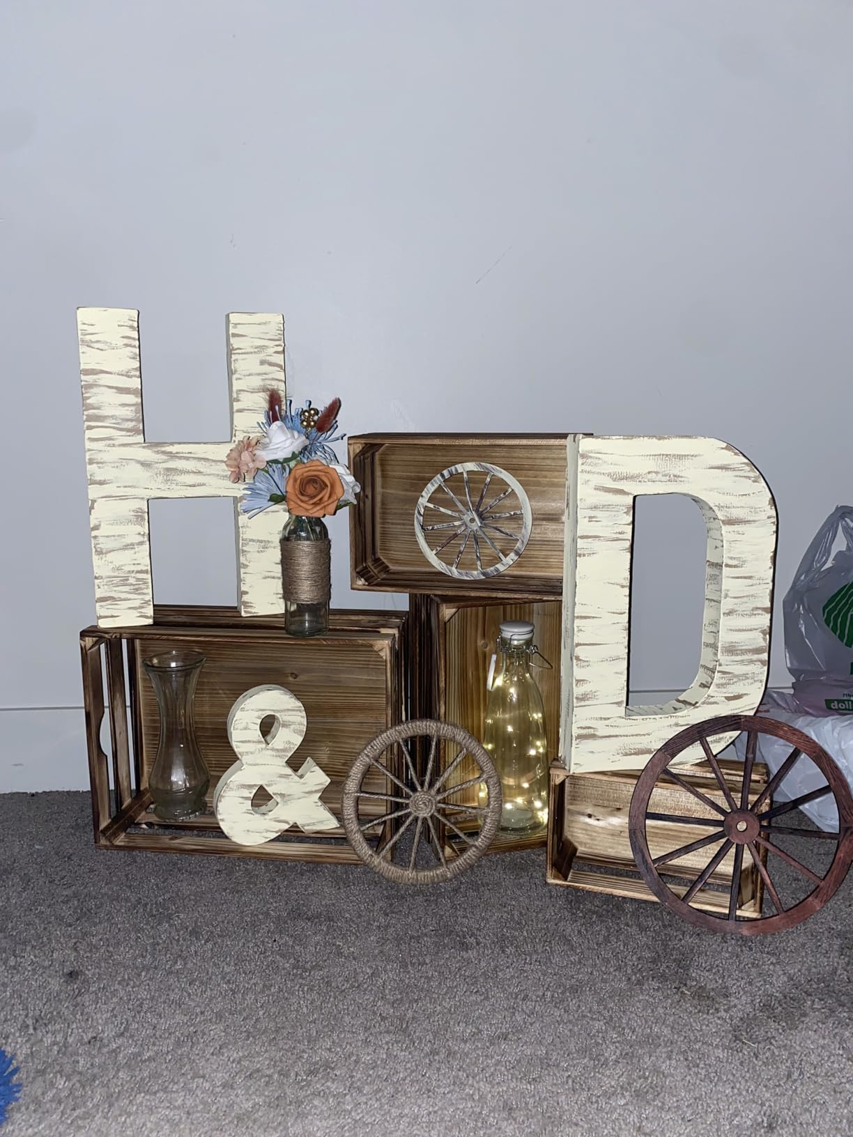 Set of 4 Large Torched Wood Decorative Storage Crates, Nesting Wooden Crates for Display Rustic, Farmhouse Wooden Storage Container Boxes Made from 100% Wood customer photo 2