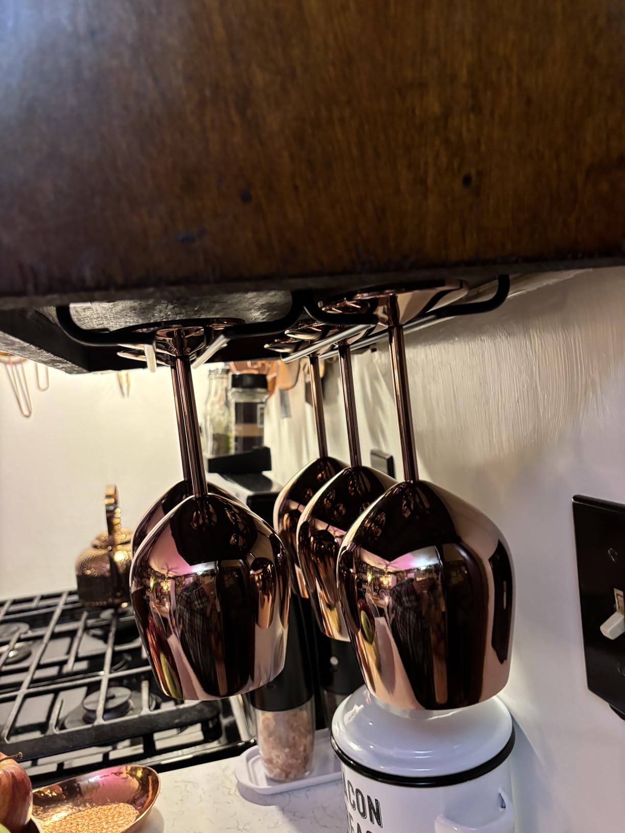GeLive 10 Inch Under Cabinet Wine Glass Rack Stemware Holder Glass Storage Hanger Organizer for Kitchen and Bar Set of 2 (Black) customer photo 2