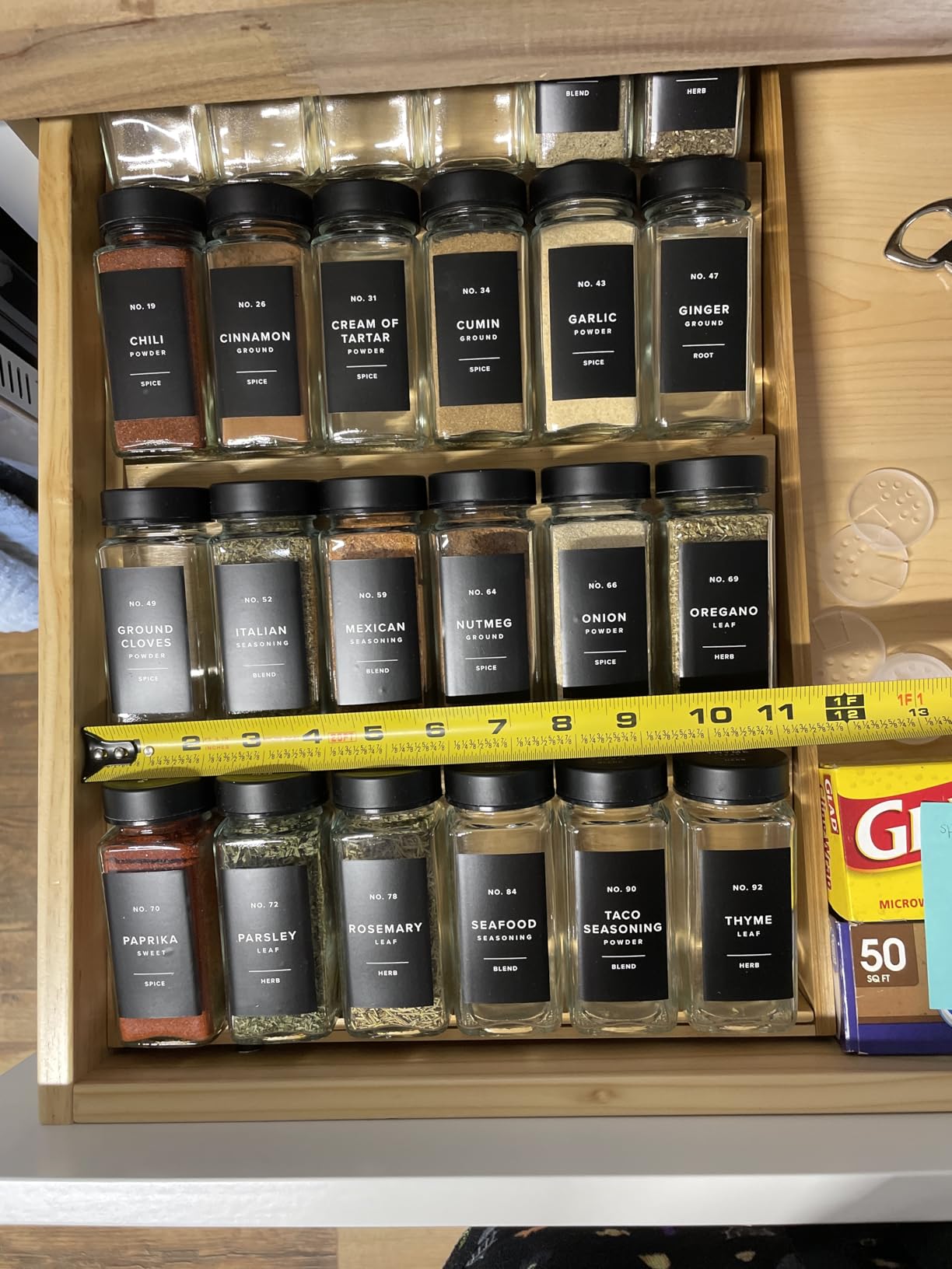 SpaceAid Bamboo Spice Drawer Organizer, (Need 3