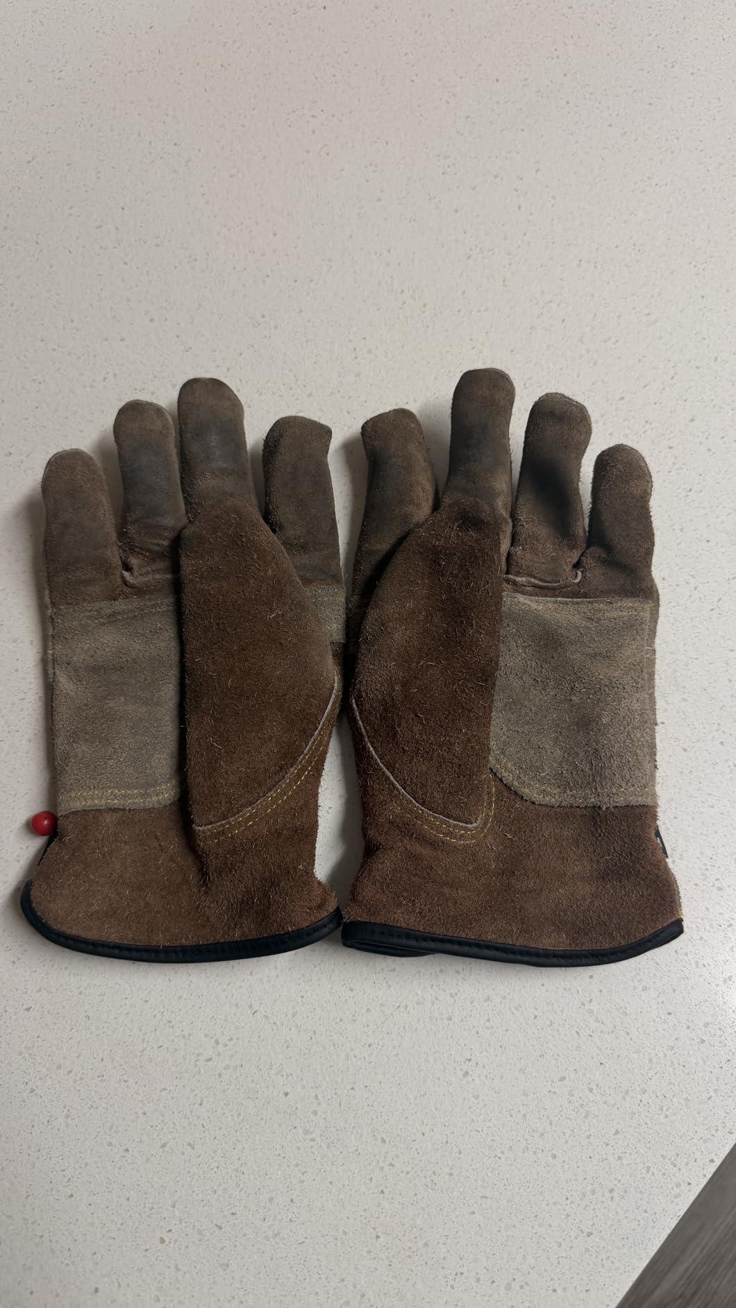 WZQH Leather Work Gloves for Men or Women. Large Glove for Gardening, Tig/Mig Welding, Construction, Chainsaw, Farm, Ranch, etc. Cowhide, Cotton Lined, Utility, Firm Grip, Durable. Coffee-grey L customer photo 1