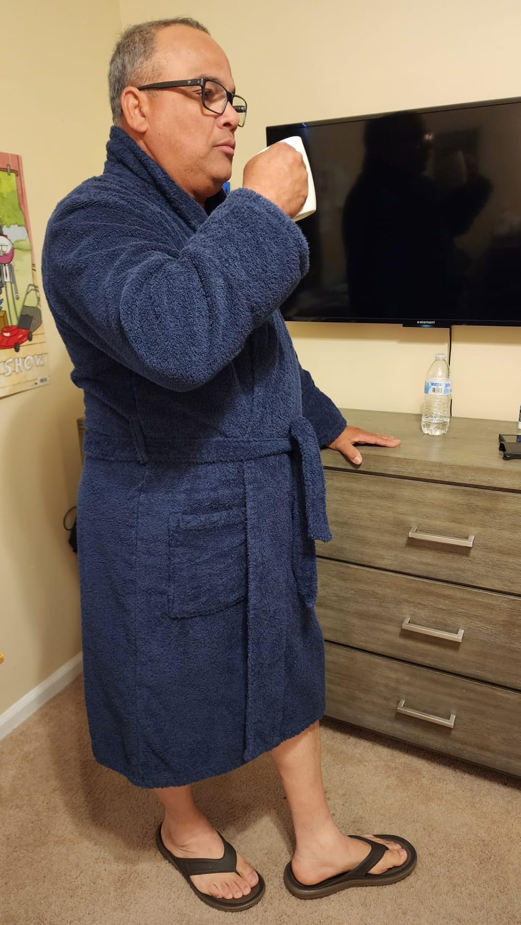 Lands' End Men's Full-Length Turkish Cotton Terry Bathrobe - 55 inch Length | Plush, Absorbent, 2 Pockets, Spa Comfort customer photo 1