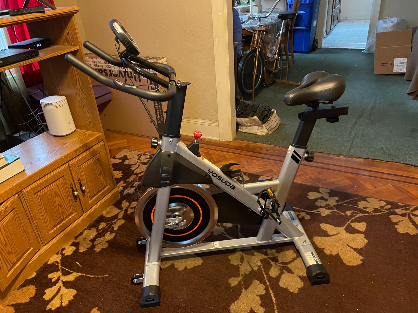 YOSUDA Exercise Bike, Brake Pad Stationary Bike for Home with Exclusive App, Magnetic Indoor Cycling Bike with 300 lb Weight Capacity, Low Noise, Tablet Holder and Fitness Courses for Weight Loss customer photo 1
