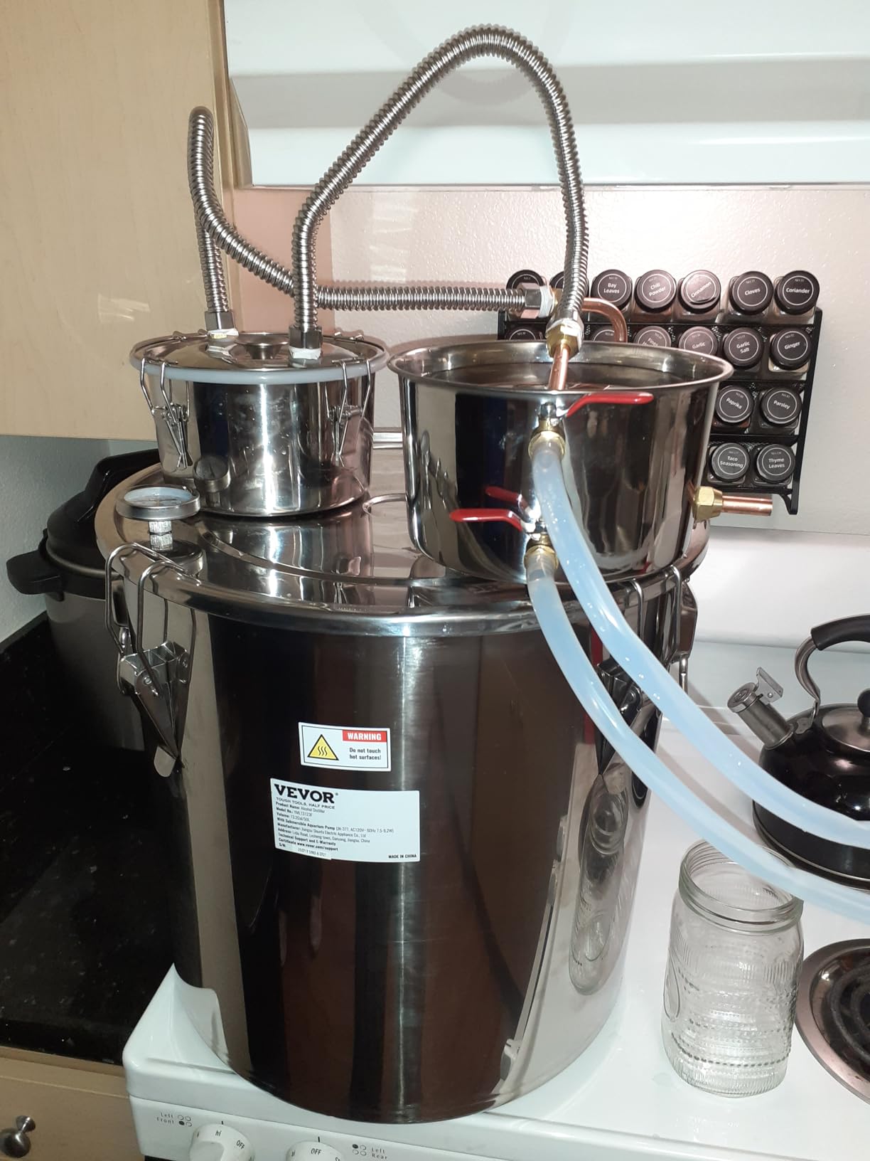 VEVOR Alcohol Still 8GAL/30L, Alcohol Distiller with Thumper Keg, Distillery Kit for Alcohol with Copper Tube & Build-in Thermometer & Water Pump customer photo 1