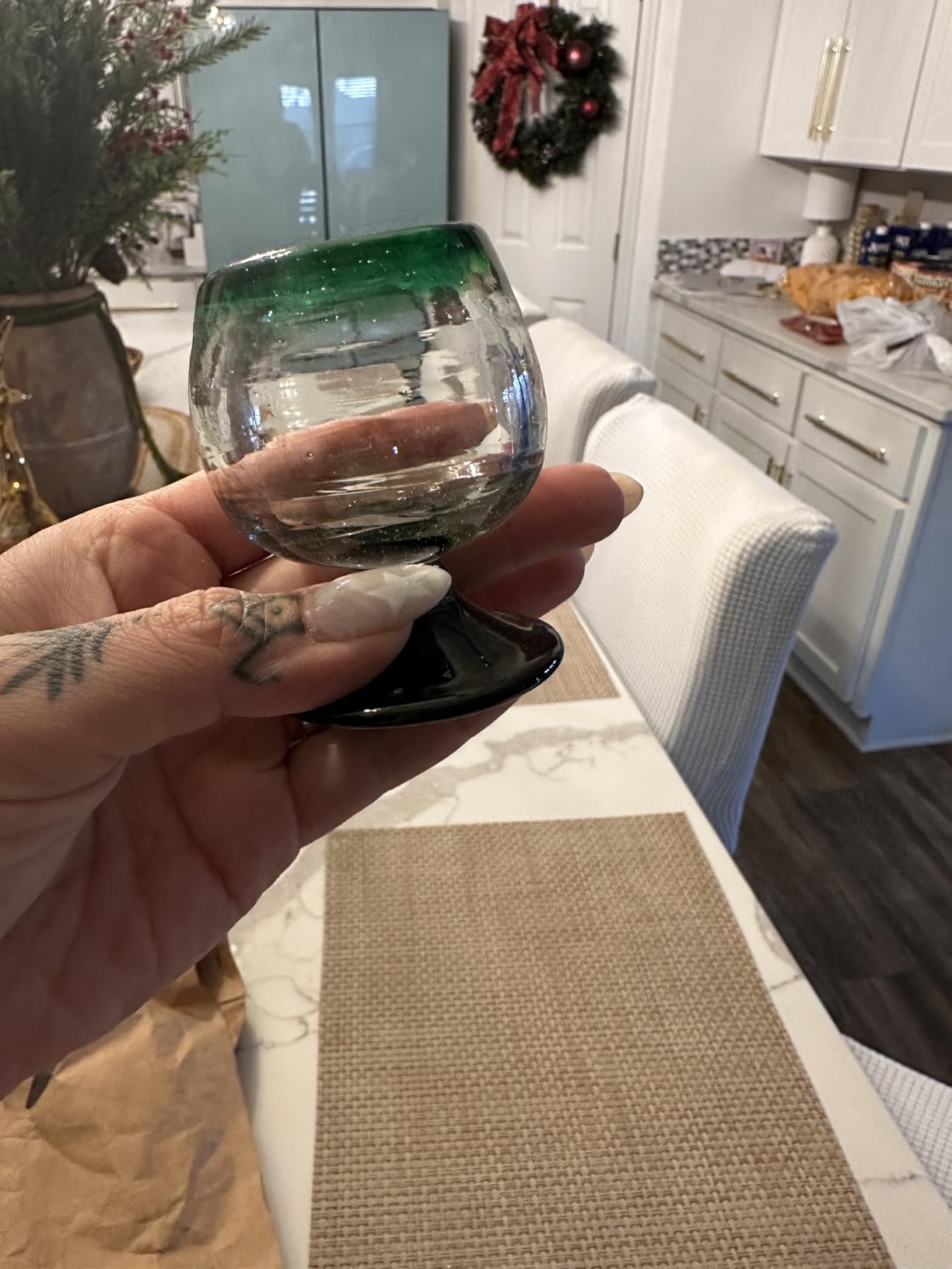 Authentic Mexican Tequila Hand Blown Shot Glasses - Set of 4-2 oz - Mini Glass Snifters - Heavy Base - Cognac (Confetti) customer photo 2