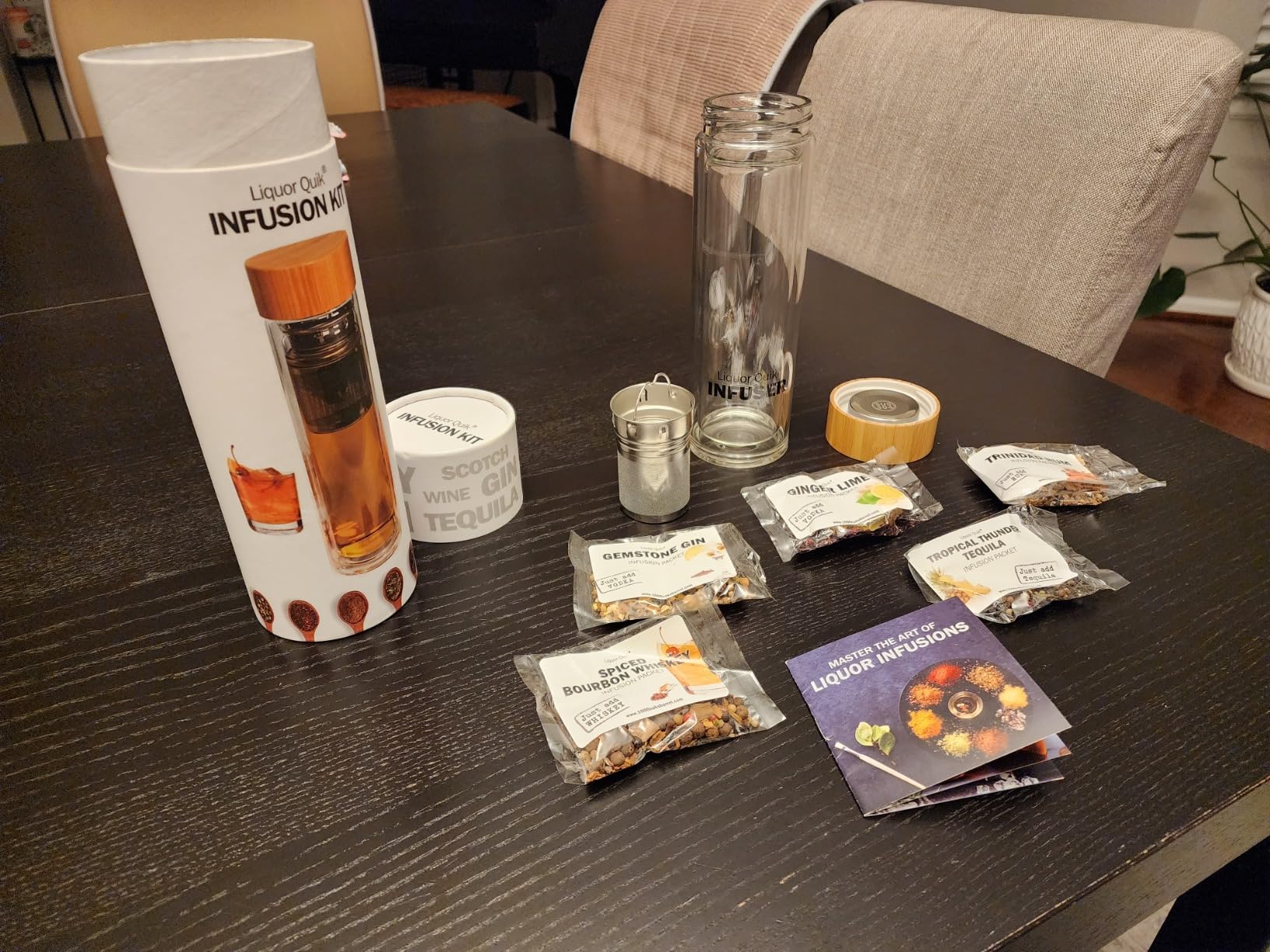 Liquor Quik Alcohol Infusion Kit Complete w/ 450ml Glass Infuser Vessel & 5 Craft Infusing Flavor Packets - Bourbon, Rum, Tequila, Whiskey Making Kit Gifts for Him, Mixology Cocktail Bar Accessories customer photo 2