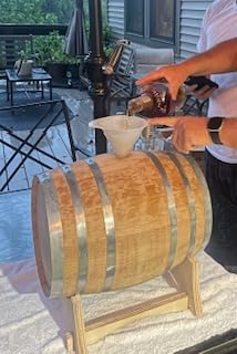 1 Gallon Oak Aging Barrel (Distillery Series - Steel Hoops, Unvarnished) with Wood Stand, Bung and Spigot - 5 Liter Charred Oak Bourbon Whiskey Barrels For The Home Brewer, Distiller, Wine Maker customer photo 1