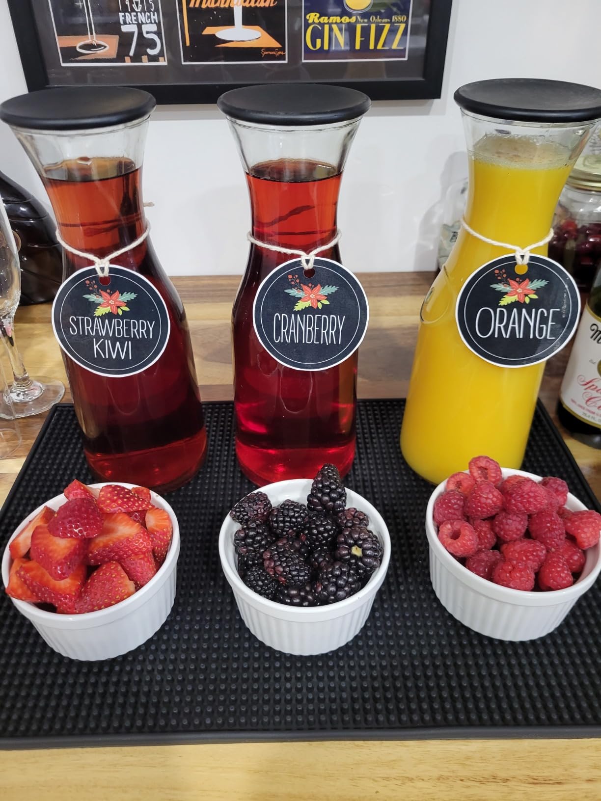 JoyJolt Glass Carafe with Lid, Set of 4 - 1 Liter Glass Pitcher for Mimosa Bar, Water, Iced Tea, Juice, Wine, Lemonade, Milk - Dishwasher Safe Beverage Drink Dispensers for Brunch, Parties customer photo 2