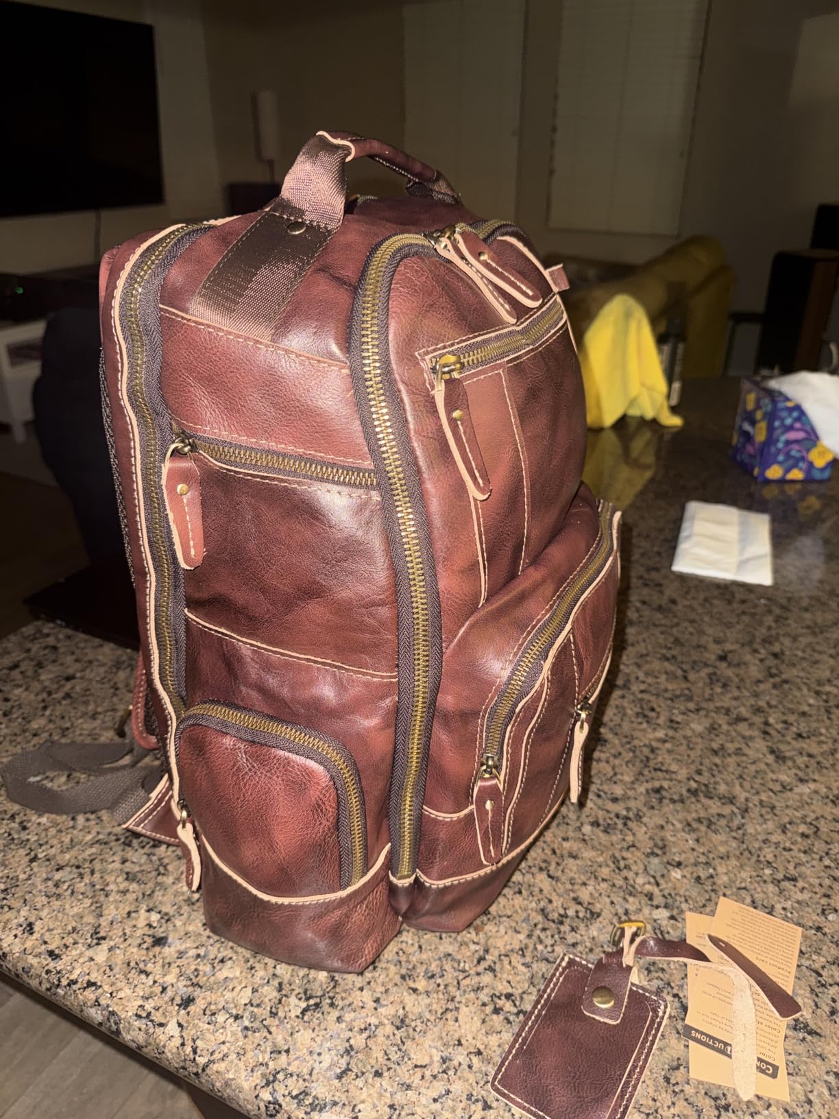 LANNSYNE Vintage Genuine Leather Backpack for Men, 15.6