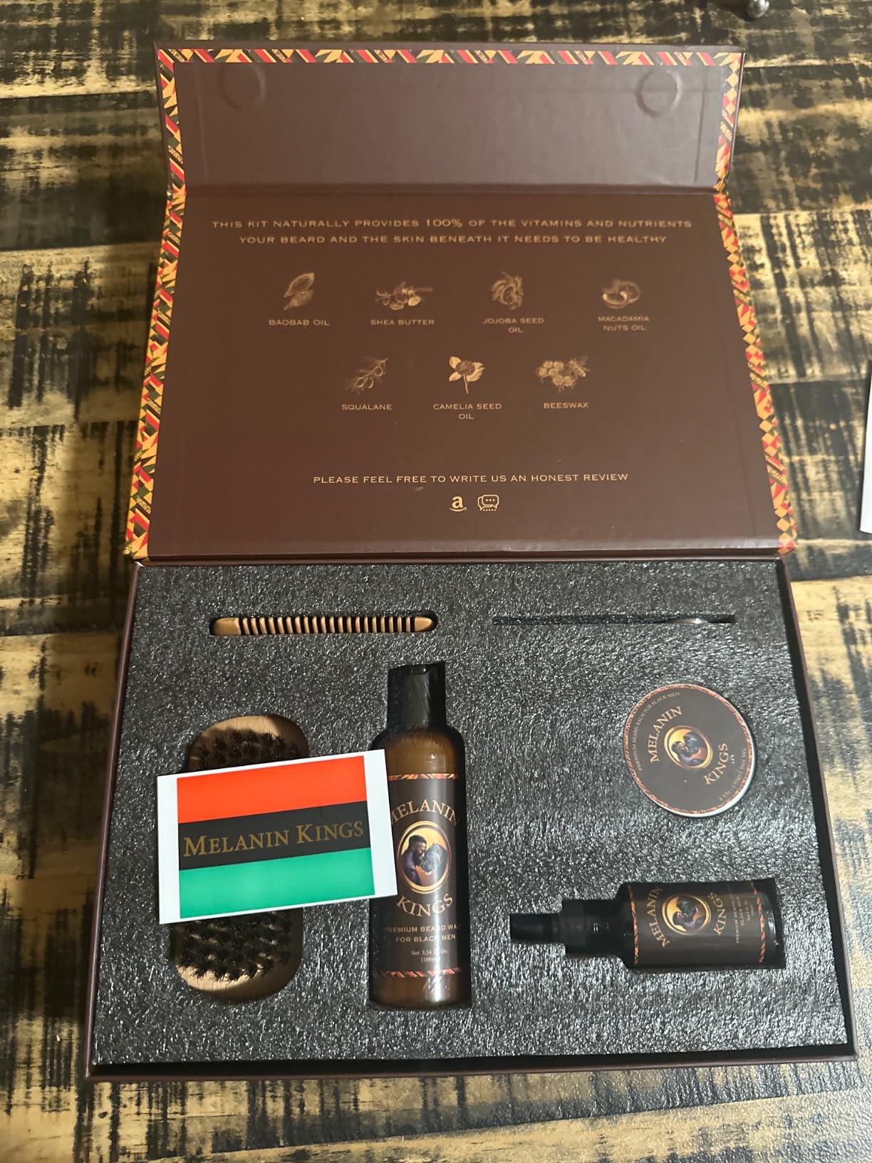 Melanin Kings Beard Grooming Kit for Men - Formulas With Ancient African Natural Ingredients | Beard Wash, Oil, Balm, Brush, Comb, Trimming Scissors customer photo 1