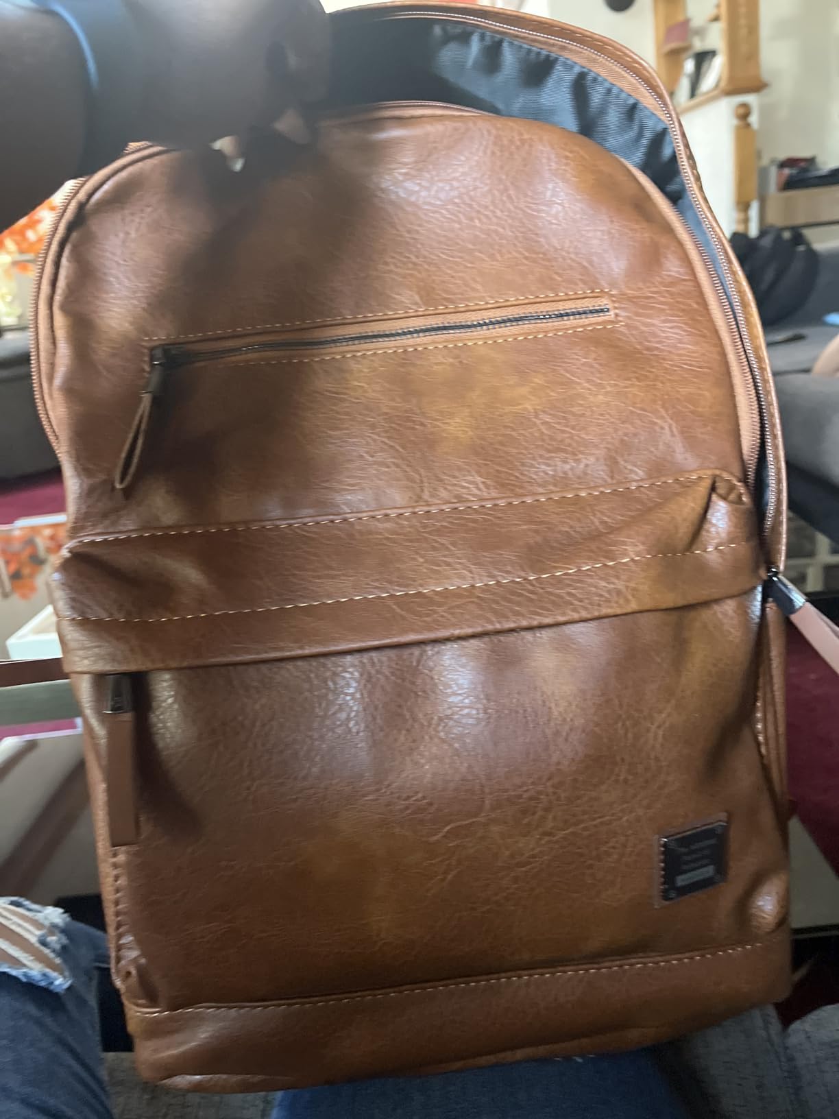 weiatas Leather Laptop Backpack for Men Women Work, Lightweight School Backpack Bookbag for College Students, Waterproof Casual Daypack Travel Computer Backpack fits 15.6 (Brown) customer photo 1