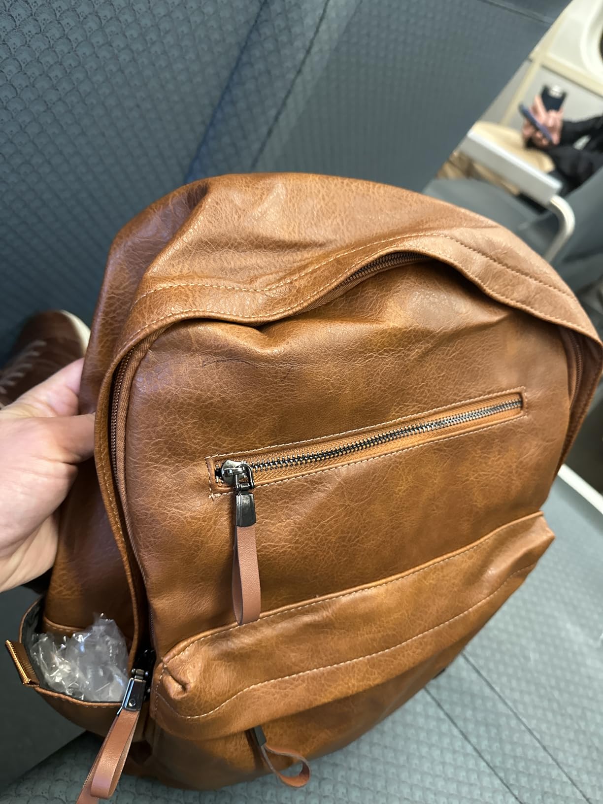 weiatas Leather Laptop Backpack for Men Women Work, Lightweight School Backpack Bookbag for College Students, Waterproof Casual Daypack Travel Computer Backpack fits 15.6 (Brown) customer photo 2