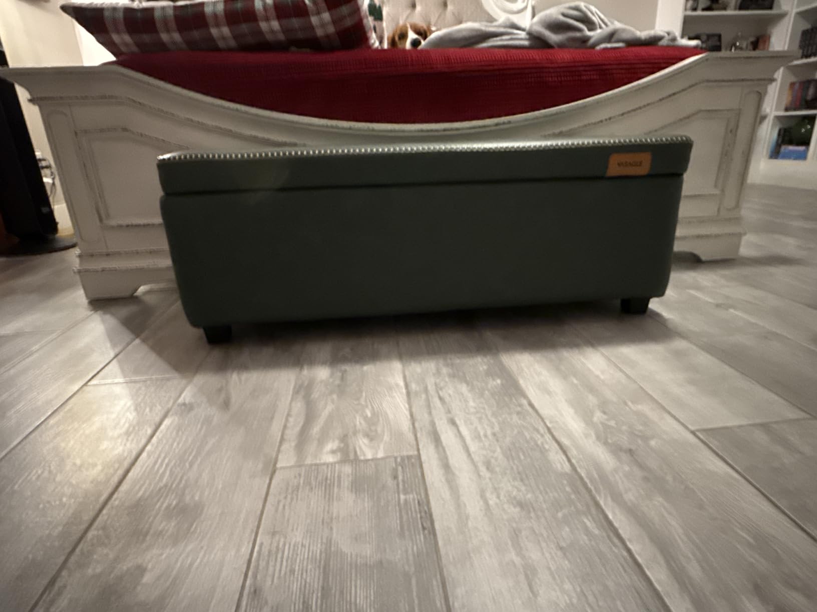VASAGLE EKHO Collection - Storage Ottoman Bench, Entryway Bedroom Bench, 25 Gallons, Synthetic Leather with Stitching, Mid-Century Modern, Safety Hinges, Loads 660 lb, Caramel Brown ULOM075K01 customer photo 1