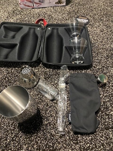 KITESSENSU Cocktail Shaker Set with Carry Case: Vacuum Insulated Martini Shaker with Built-in Strainer, 2 Martini Glasses, Measuring Jigger, Bar Mixing Spoon & Cocktail Recipes, Travel Bar Tool Set customer photo 2