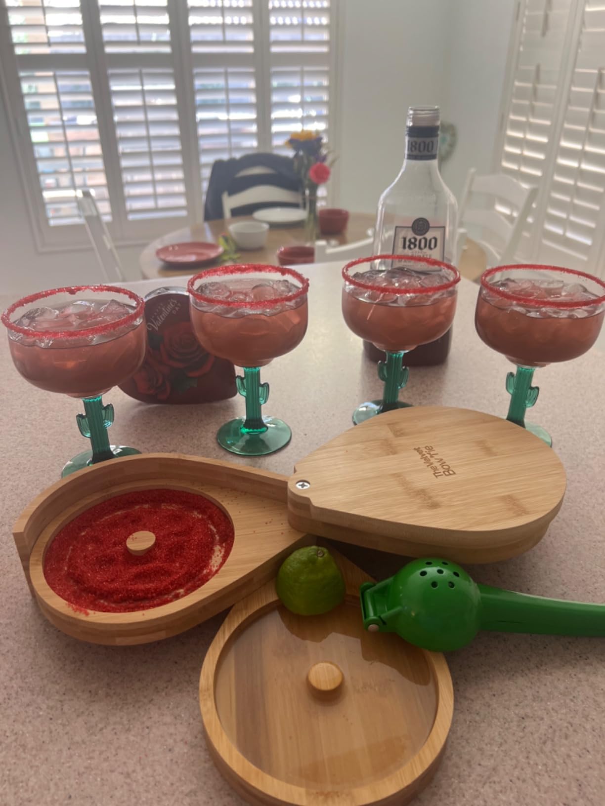 | Margarita Salt Rimmer Set | 3 Tiered Bamboo Glass Rimmer | Handheld Citrus Juicer | Sugar and Salt Rimmer for Cocktails | Cocktail Accessories for Drinks customer photo 1