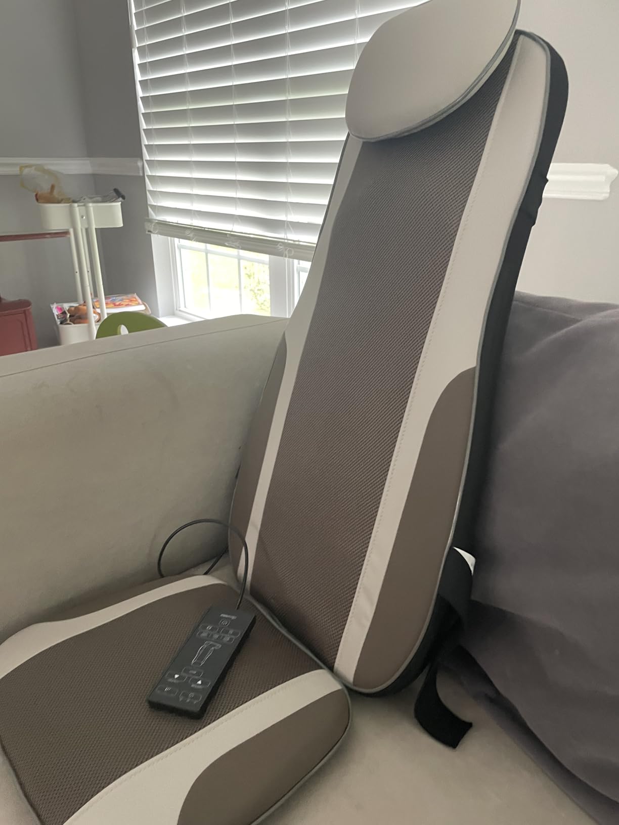 Shiatsu Back Massager with Heat, Massage Chair Pad Seat Cushion for Stress Relief, Deep Tissue Kneading & Roller, 2 Vibration Motors, Back Waist Hip Massager, PU Leather, with 2 Adapters customer photo 2
